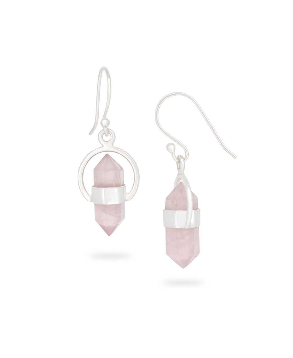 Sterling Silver Rose Quartz Point Earrings、mySite、topwebapps