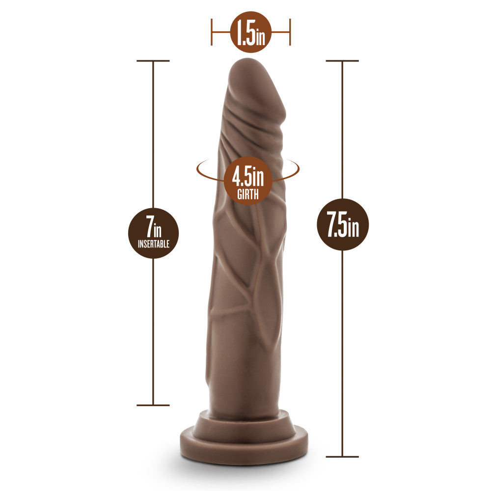 Dr. Skin By Blush® | Realistic Cock Realistic Chocolate 7.5-Inch Long Dildo With Suction Cup Base、mySite、bottomscart