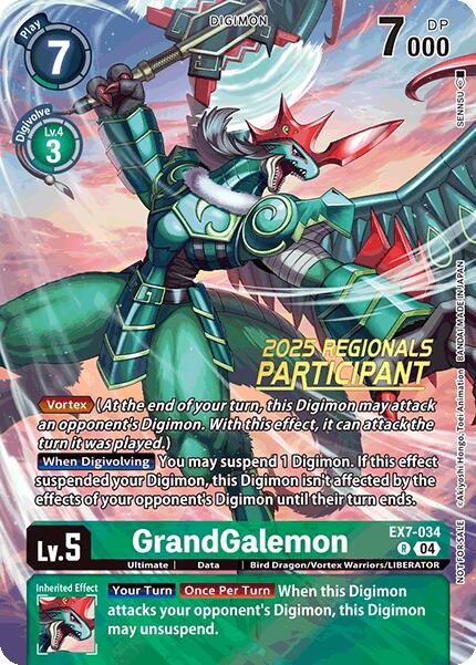 GrandGalemon EX7-034 (2025 Regionals Participant) Digimon LIBERATOR Promos、mySite、waistdrama