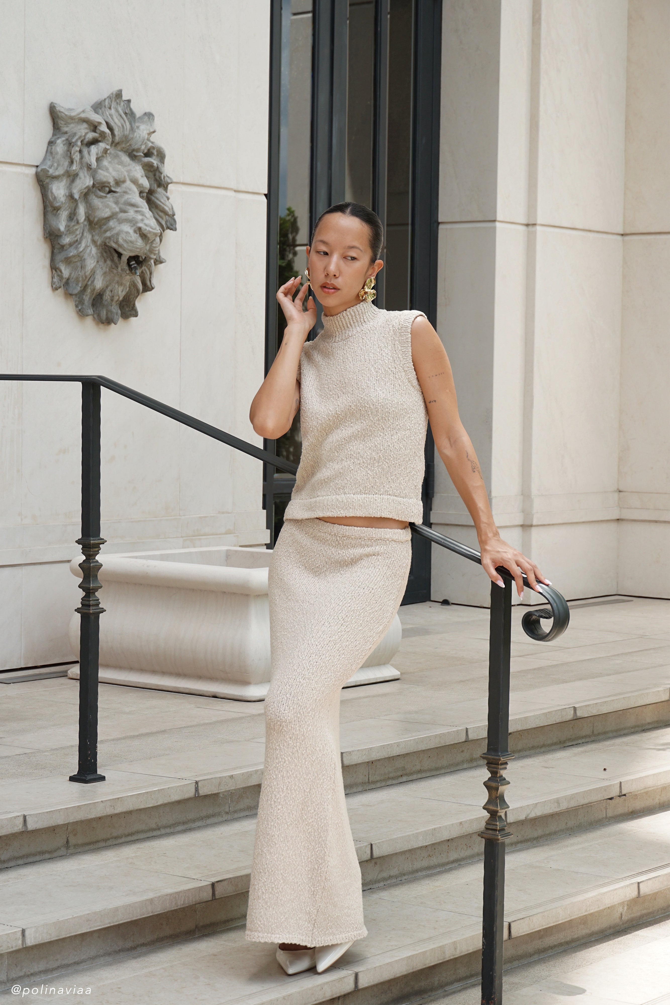 Moira Boucle Maxi Skirt - Wheat、mySite、solidvoid