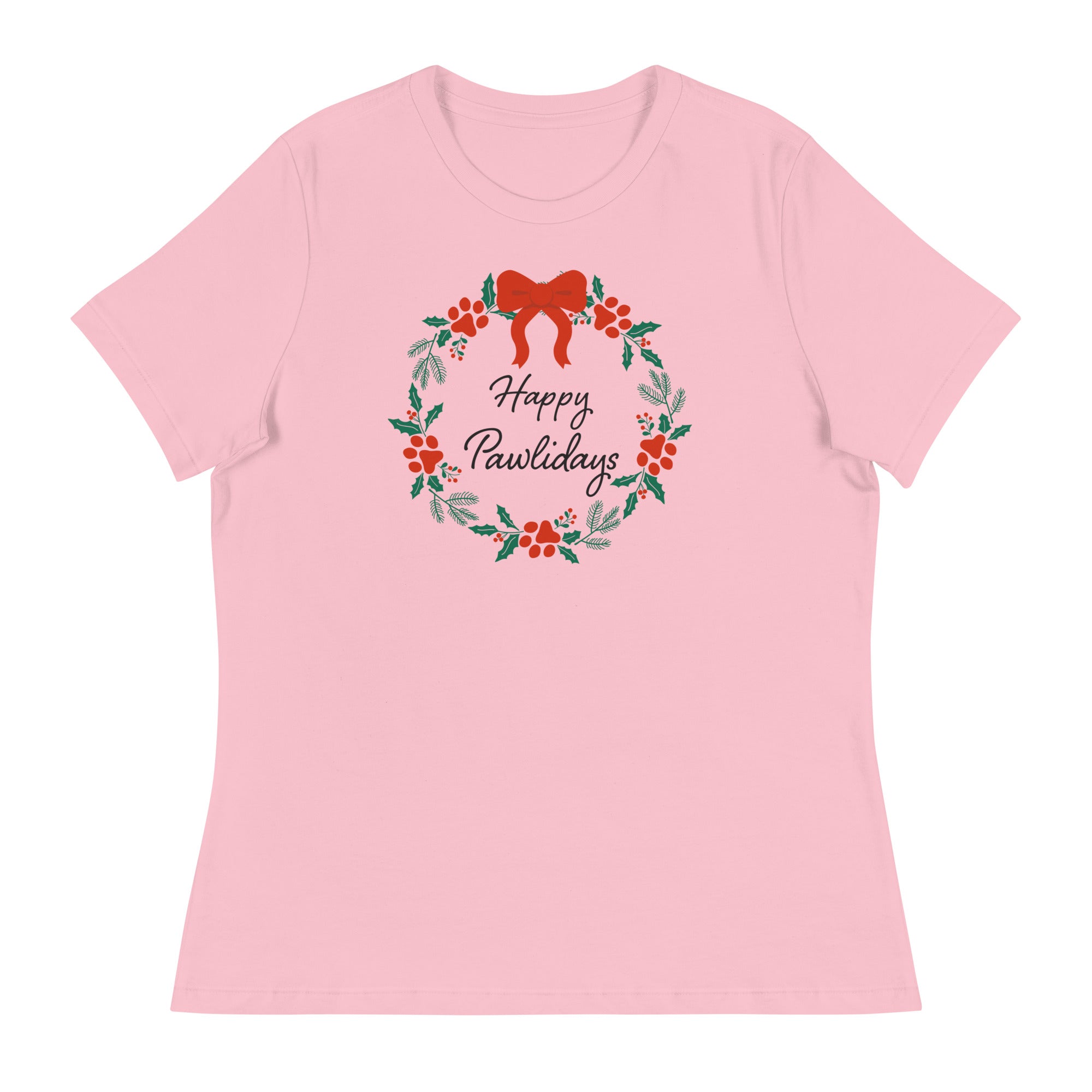 Happy Pawlidays Wreath Women's Relaxed T-Shirt、mySite、camillekostekn
