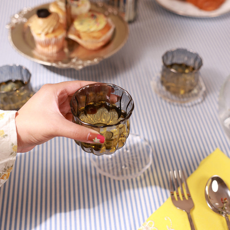 Glass Cup & Saucer Set | Blue | Set of 8、mySite、camillekostekn