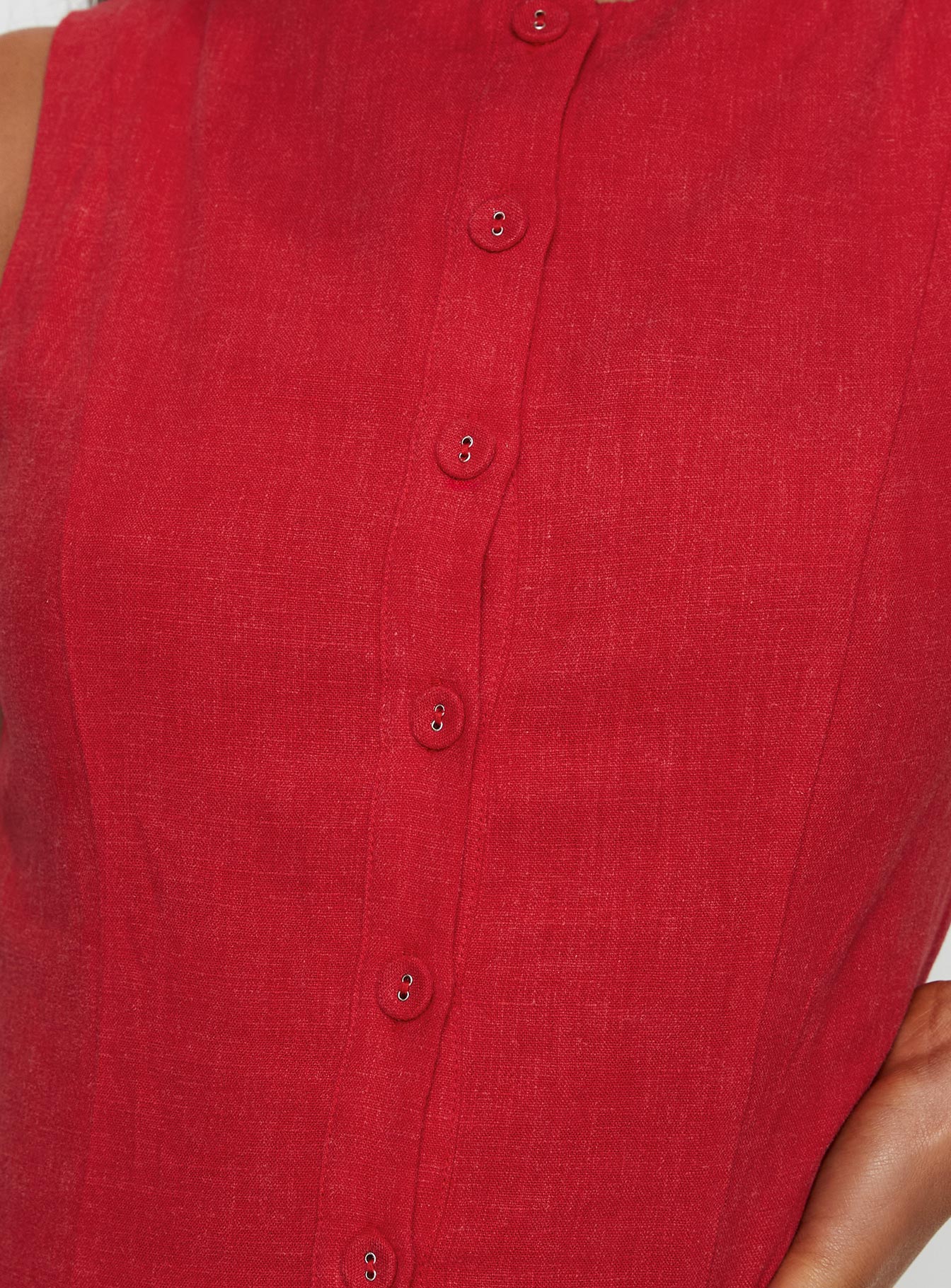 Dollie Linen Mini Dress Red、mySite、solidvoid