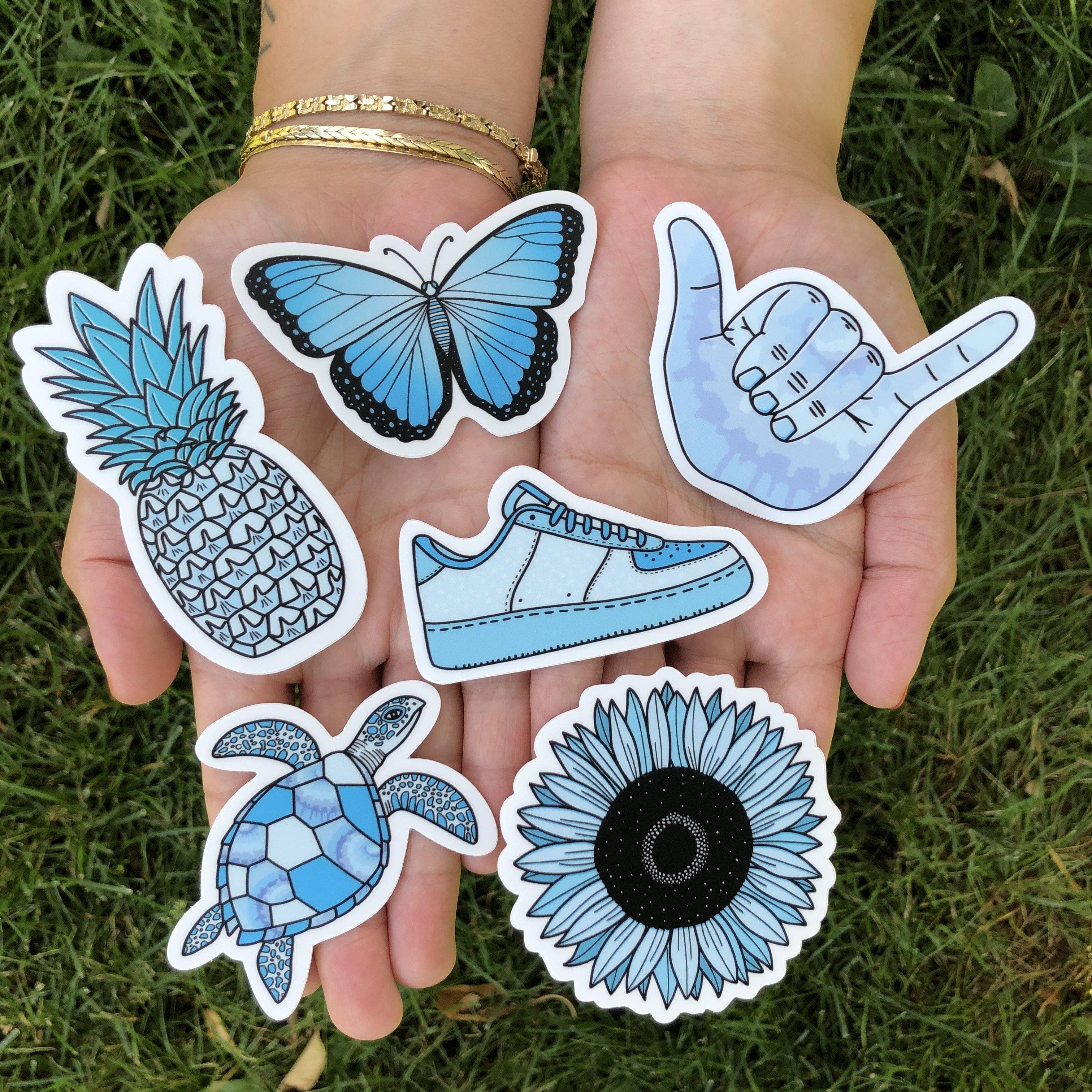  Blue Aesthetic Sticker 23 Pack LARGE 3 x3、mySite、elrpsem3k