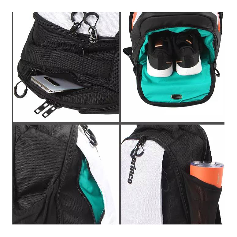 Prince Tour Evo Backpack Racquet Bag (White, Black, Orange)