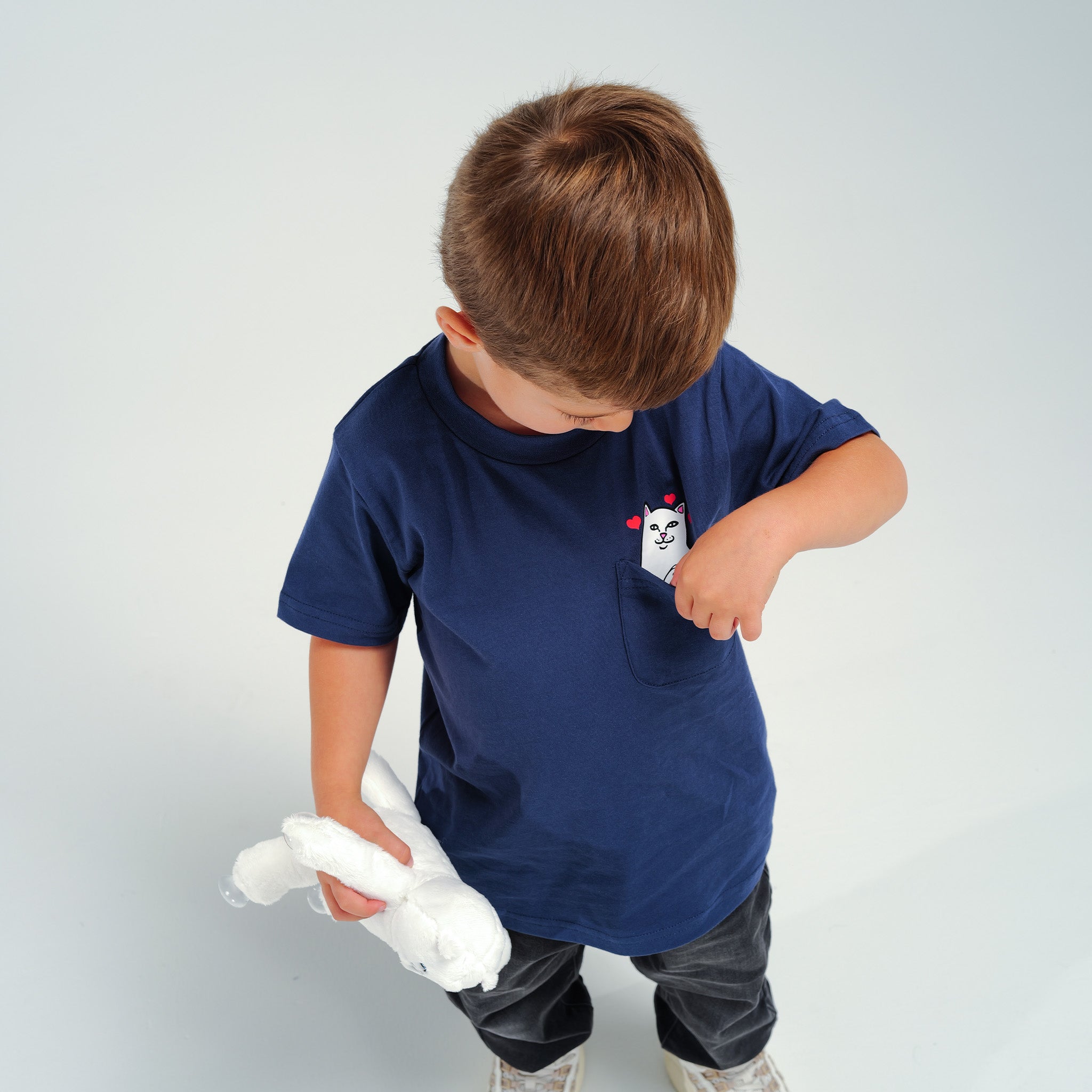  Nermal Loves Kid Pocket Tee (Navy)、mySite、merchandisen