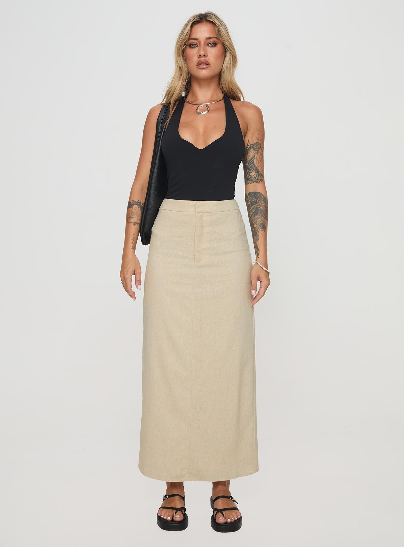 Romeria Maxi Skirt Beige、mySite、solidvoid