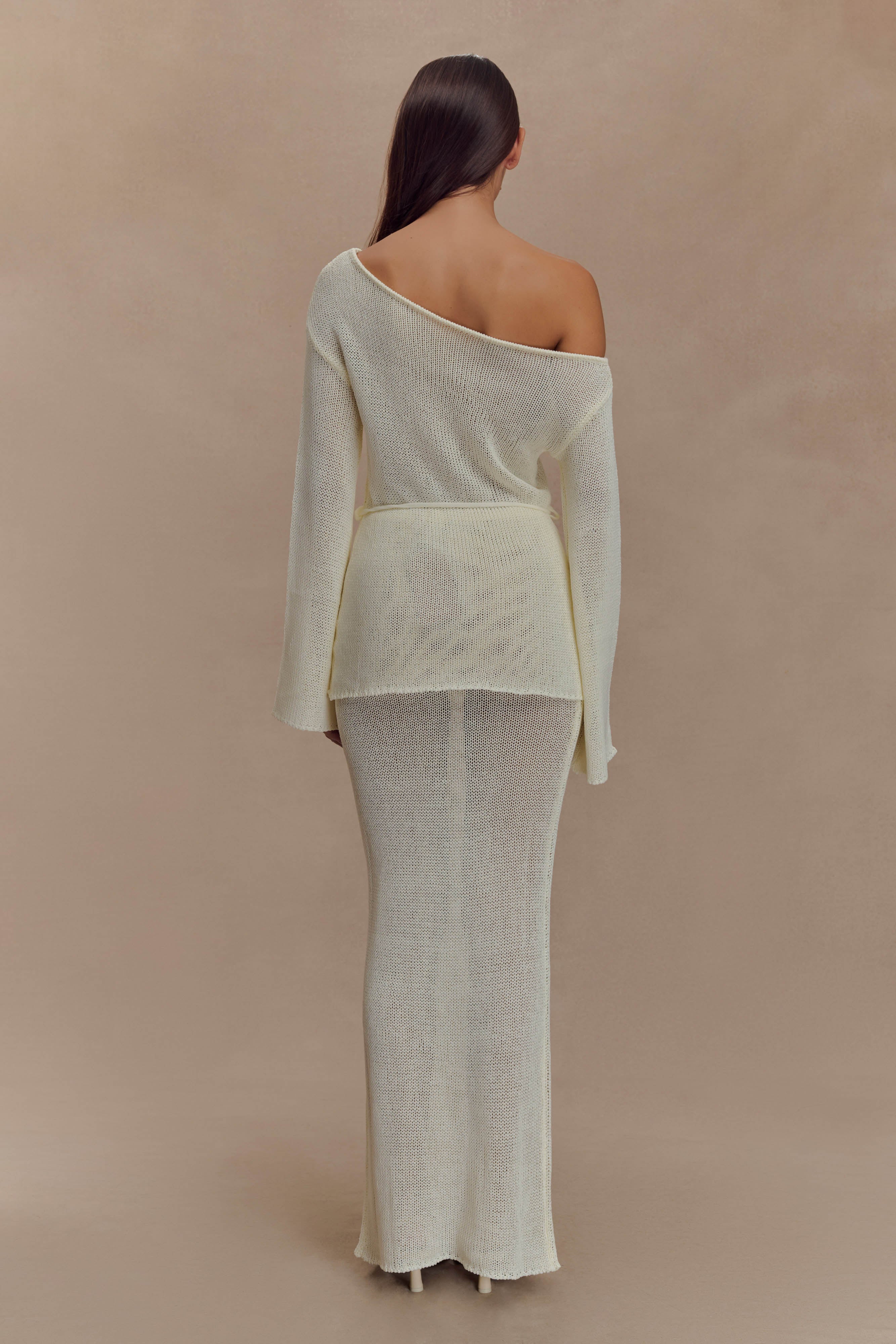 Reagan Off Shoulder Knit Top - White、mySite、solidvoid