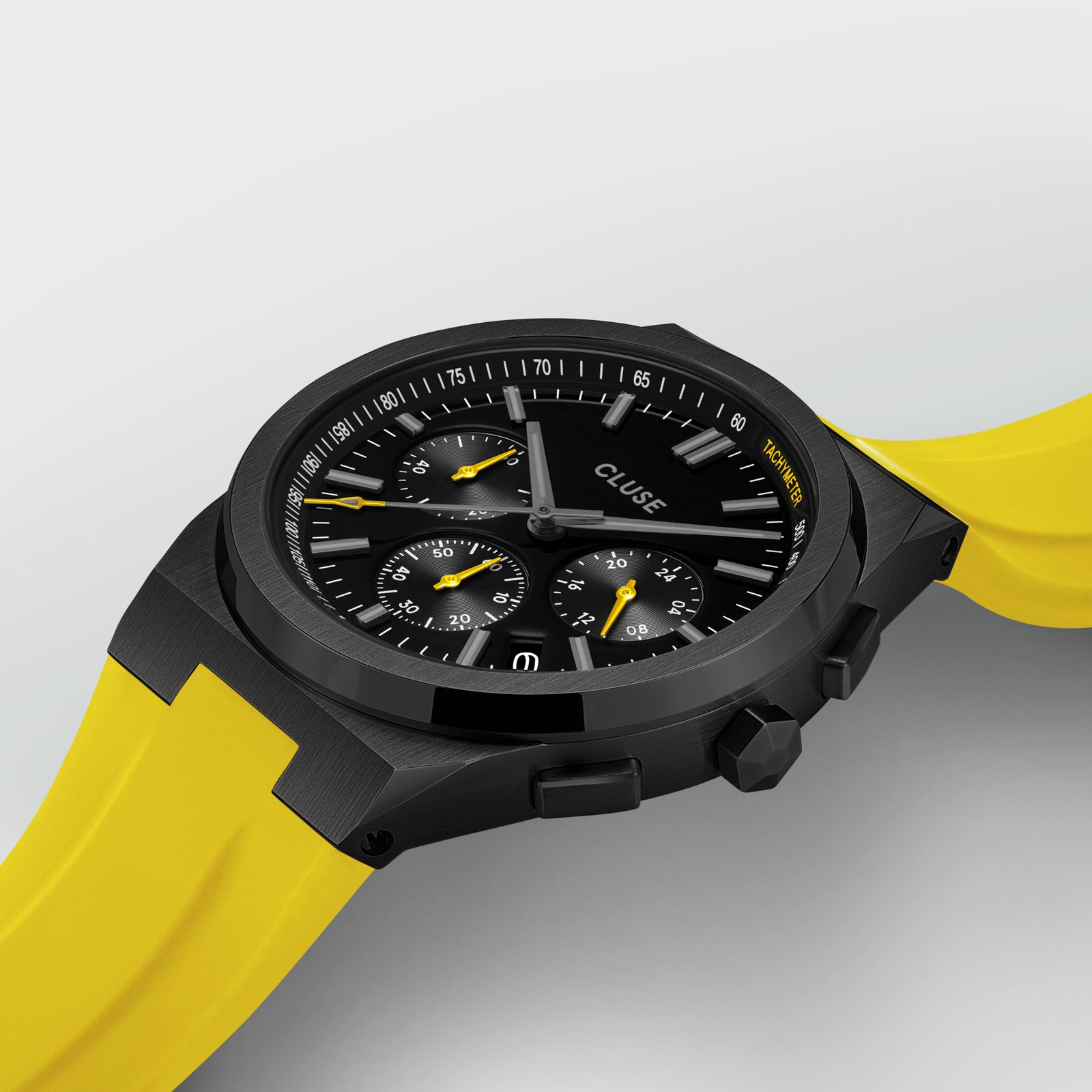 Vigoureux Chrono Watch Silicone Yellow, Black Colour、mySite、botmansion