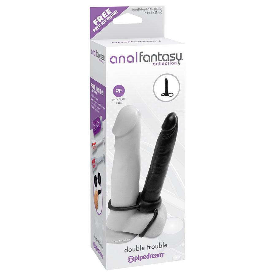 Double Trouble Dual Penetration Cock Ring and Slim Black Dildo 5.3 Inches、mySite、bottomscart