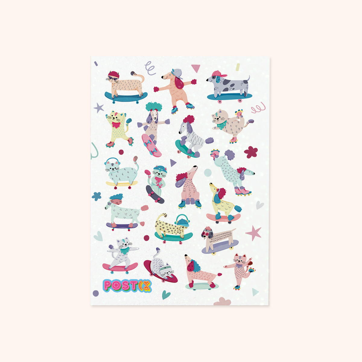  Roller Cats n Dogs A6 Hologram Sticker Sheet、mySite、ghnorth