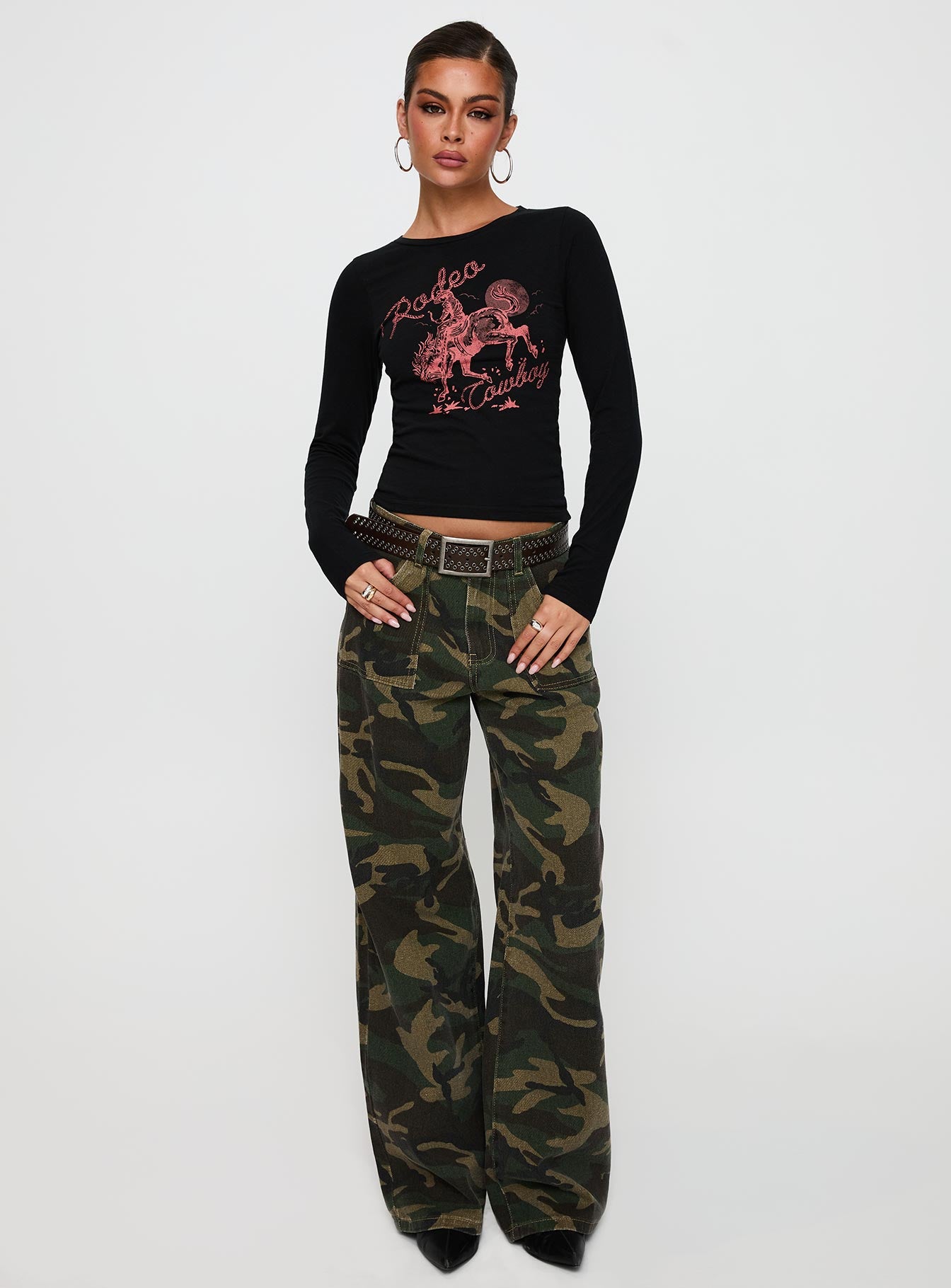 Rodeo Cowboy Long Sleeve Top Washed Wine、mySite、solidvoid