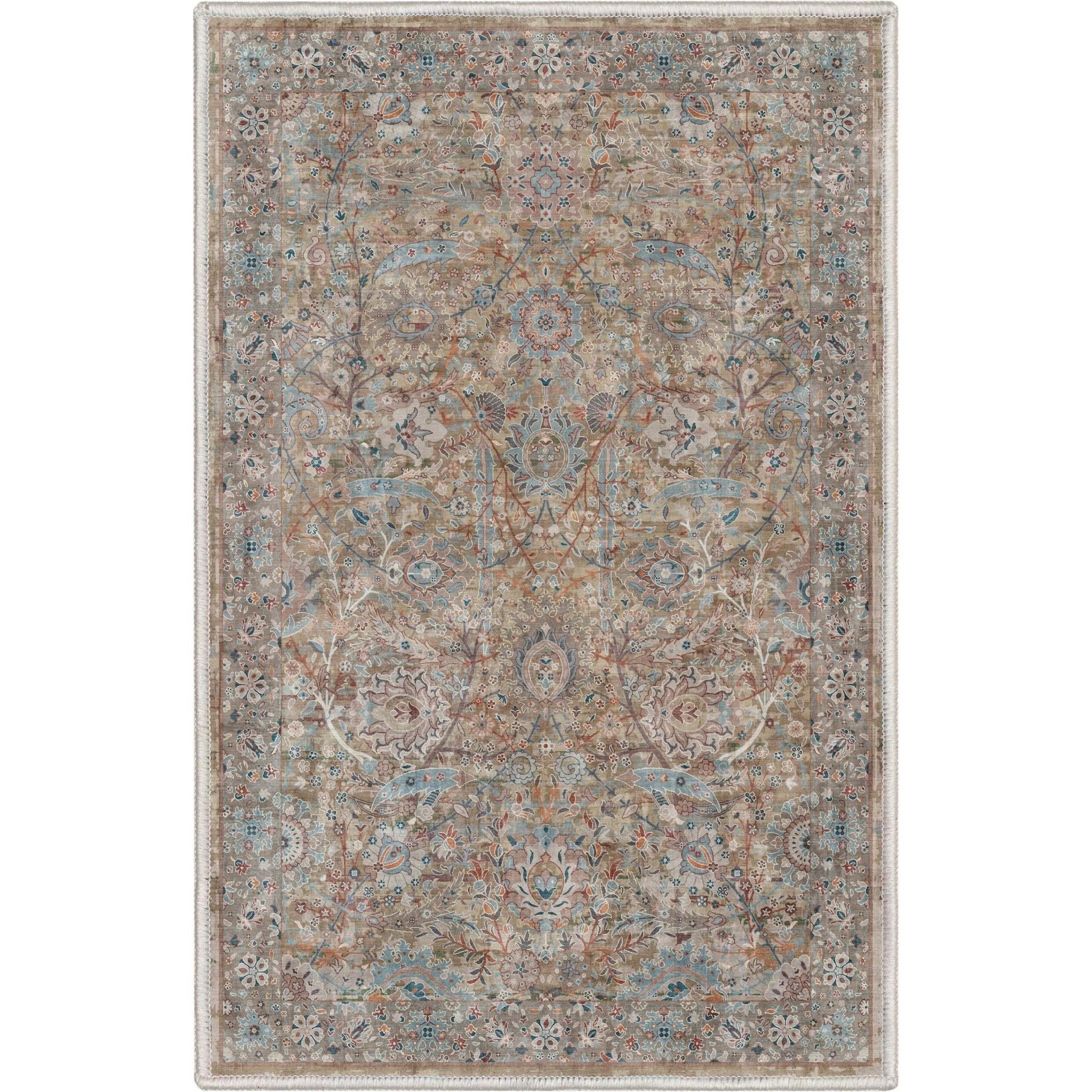 Emilia Vintage Persian Floral Blue Flat-Weave Rug、mySite、gigharbornorthrealestate