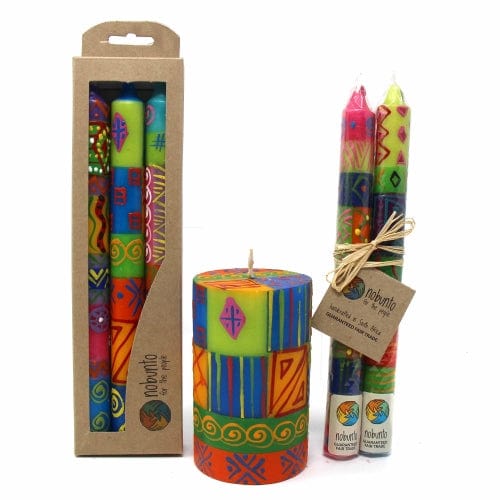 Single Boxed Hand-Painted Pillar Candle - Shahida Design - Nobunto、mySite、g9winljtr