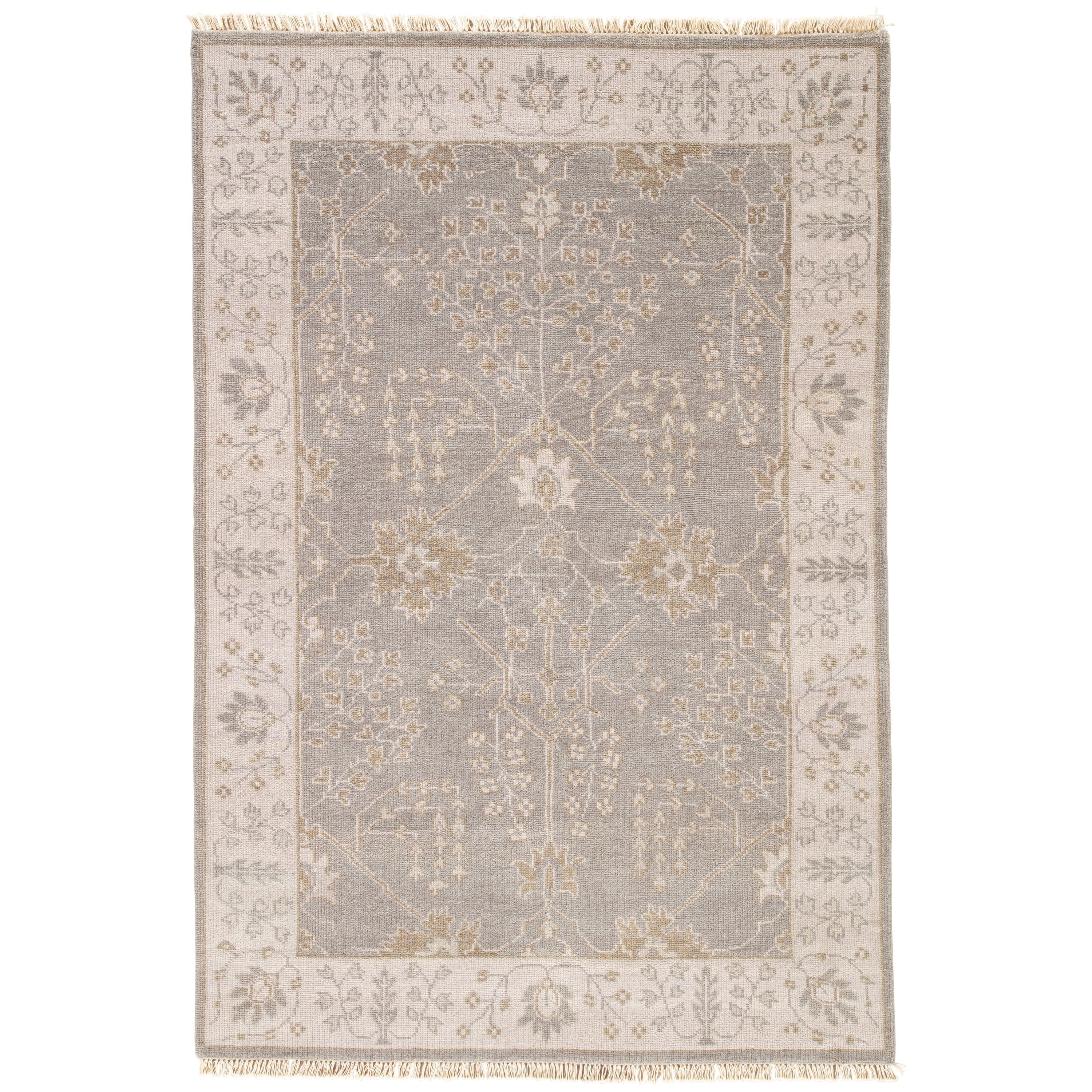 Reagan Hand-Knotted Bordered Gray Beige Area Rug、mySite、gigharbornorthrealestate