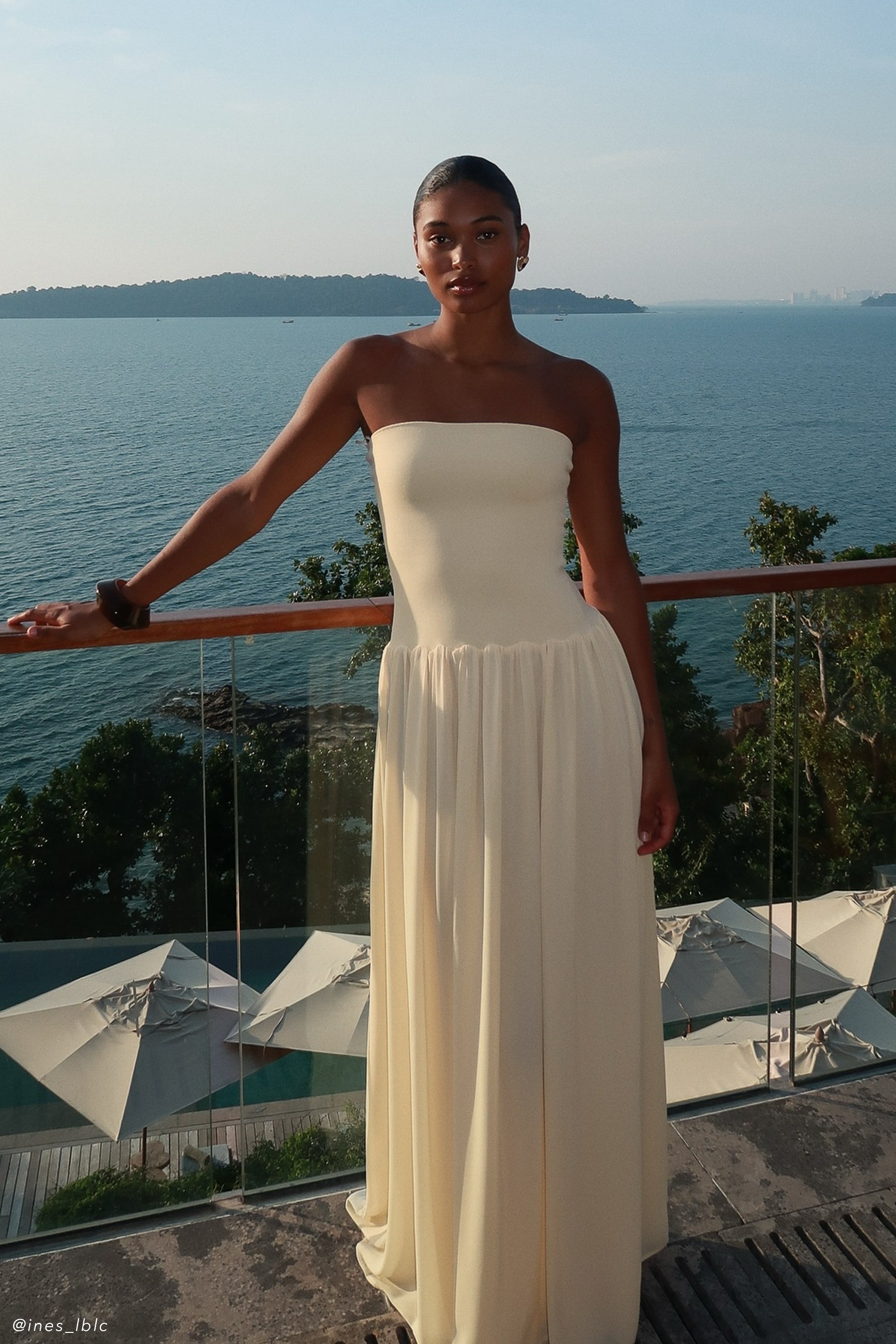 Lyanna Knit And Chiffon Strapless Maxi Dress - Cream、mySite、solidvoid