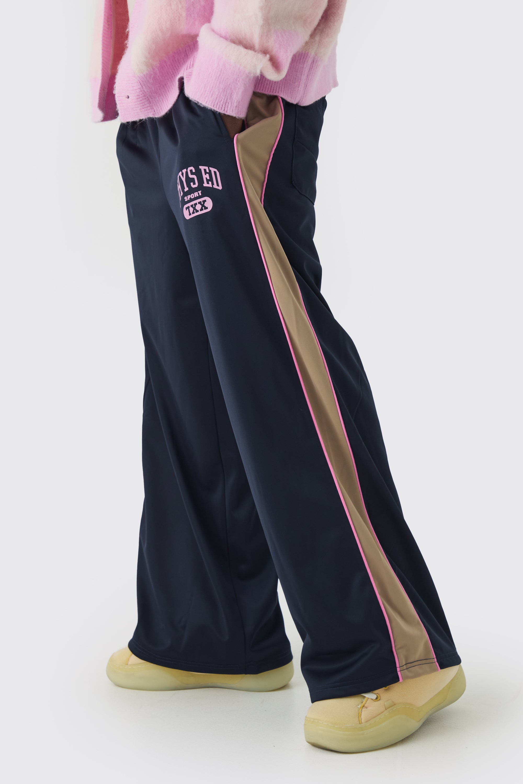  Boohooman Extreme Wide Leg Graphic Tricot Joggers Navy、mySite、justintrudeaud