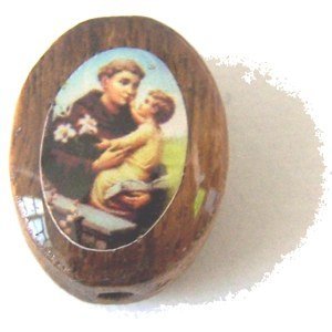 St. Anthony Oval wooden medal -enamel (14x11mm -0.55x0.43)、mySite、topwebapps