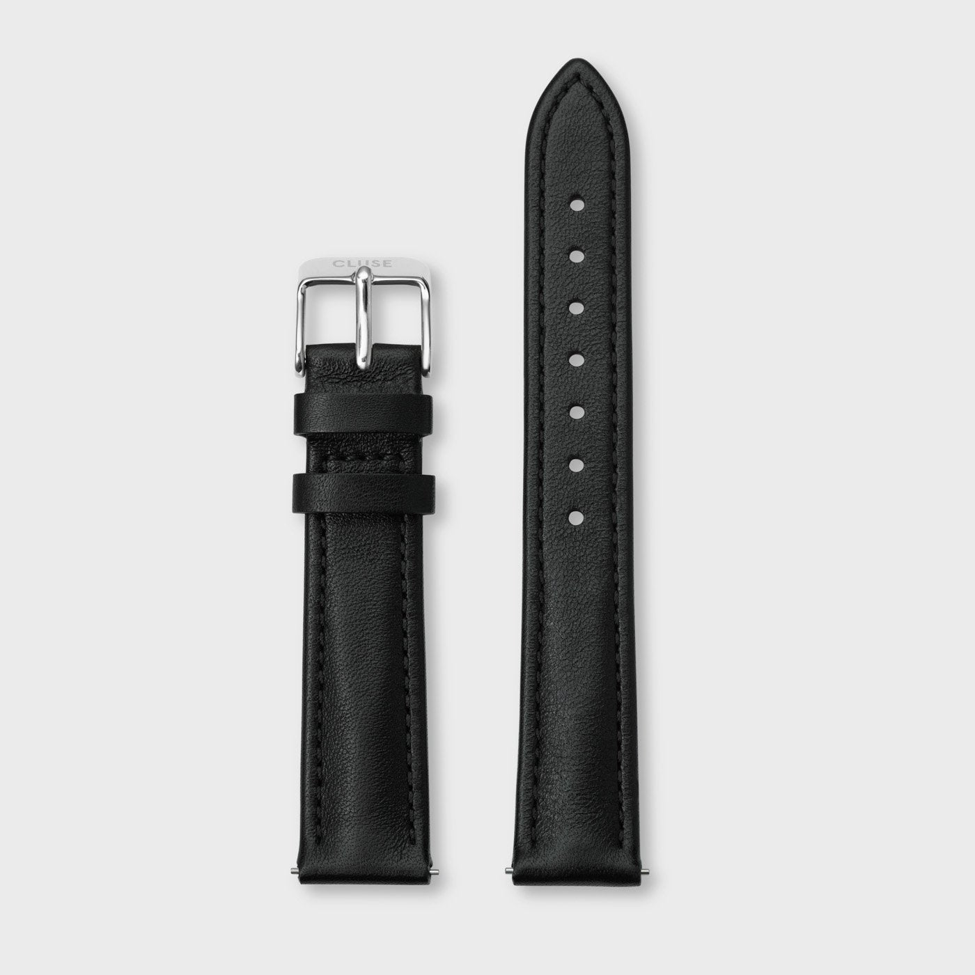  Strap 16 mm Leather Black, Silver Colour