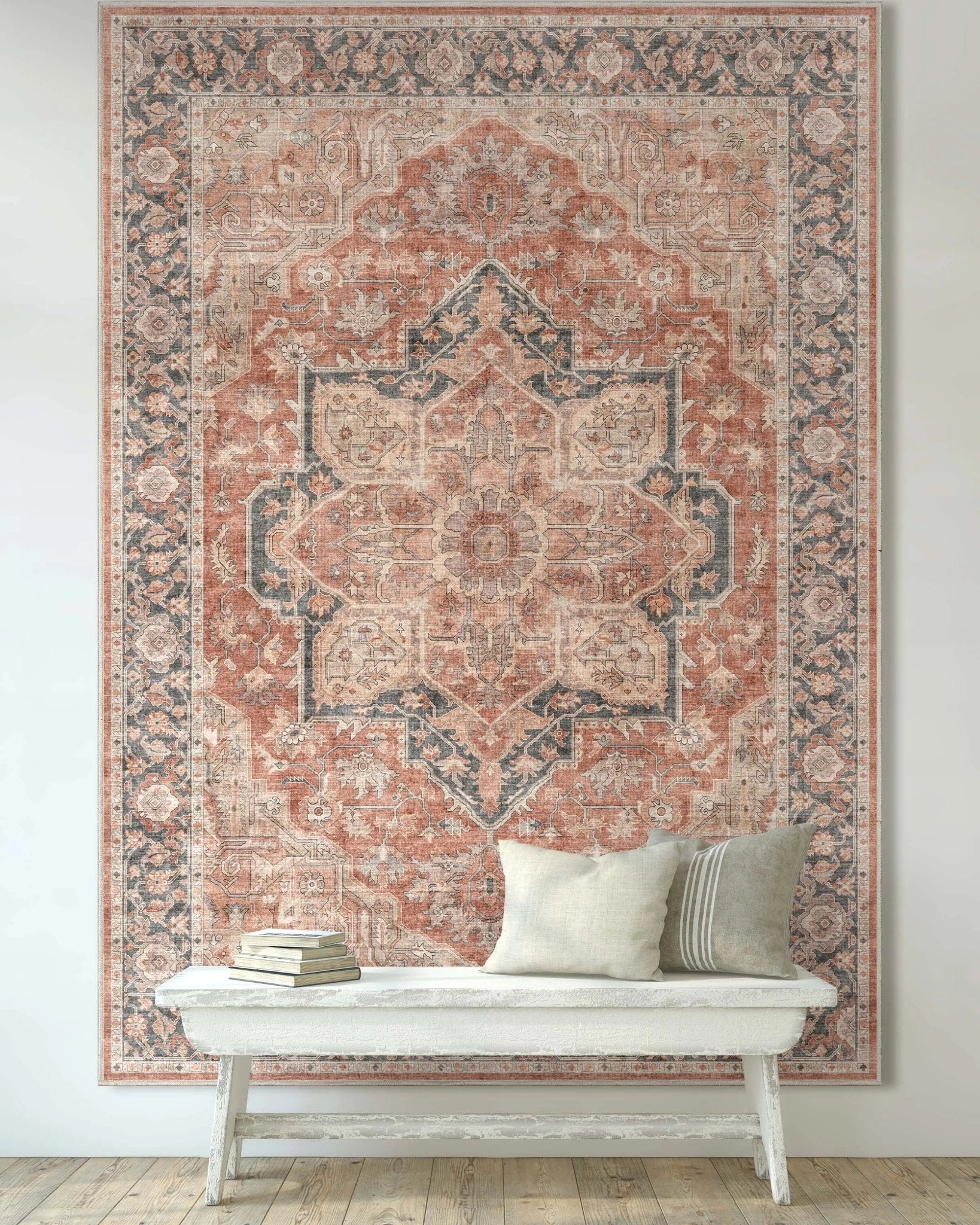 Bolona Vintage Oriental Floral Red Flat-Weave Rug、mySite、gigharbornorthrealestate