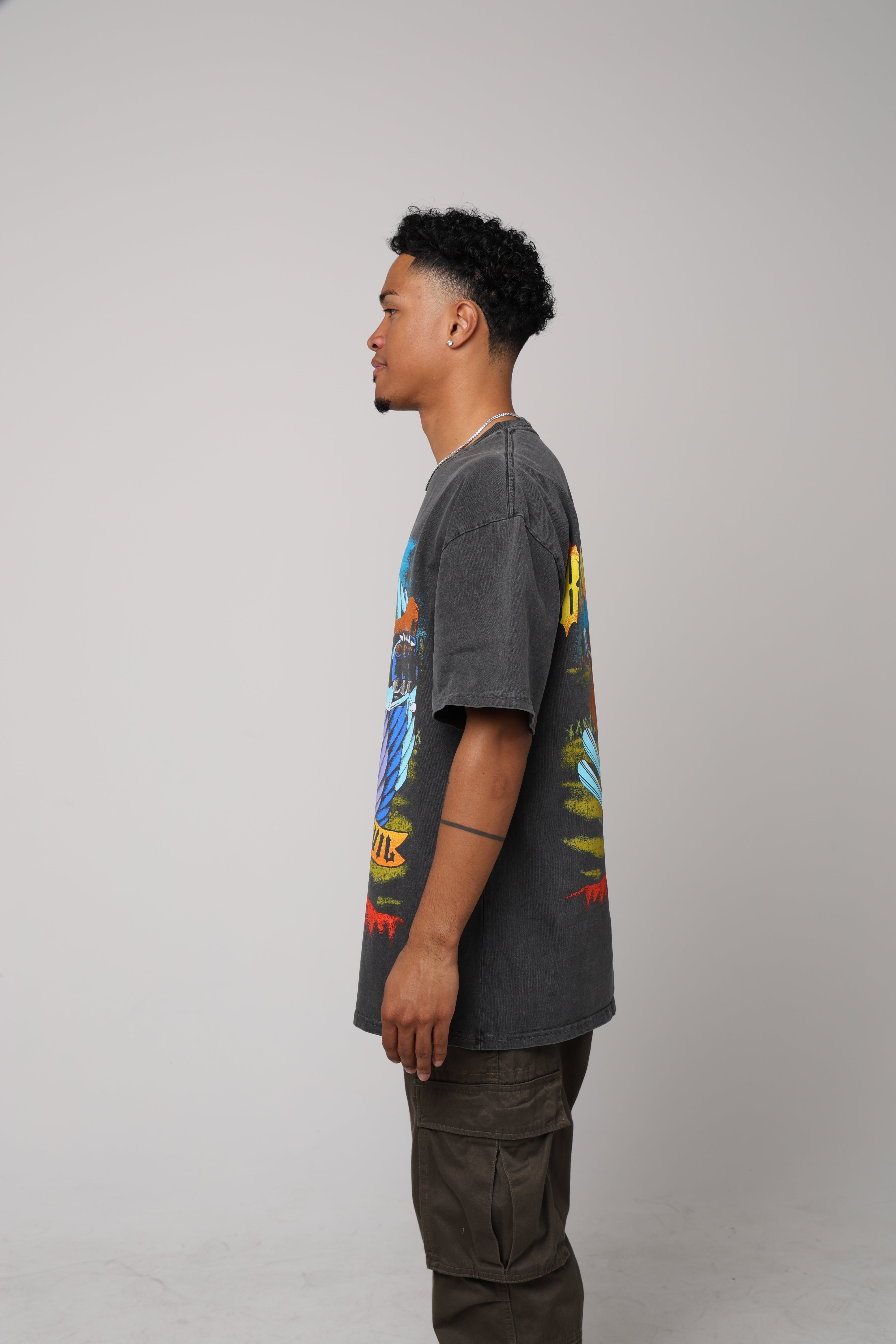 American Thrift X Looney Tunes Taz Motorcycles Heavyweight Vintage T-Shirt Black Wash、mySite、zt4zffjzw