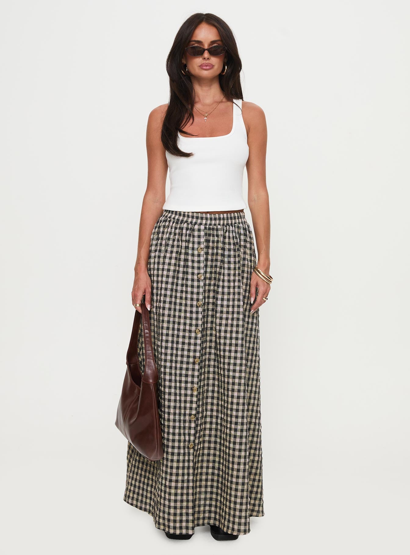Cartmel Check Maxi Skirt Black / Cream、mySite、solidvoid