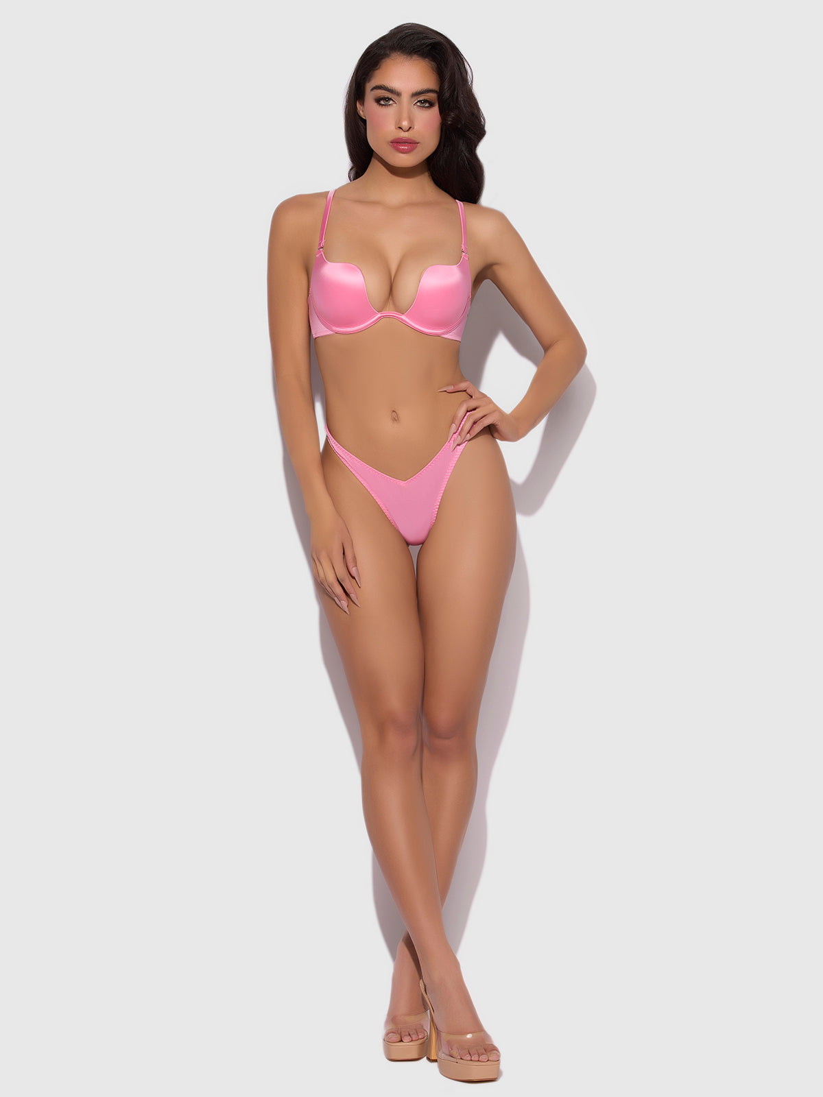 Rising Star Plunge Push Up Bra in Liquid Satin、mySite、bengalsvssteelers