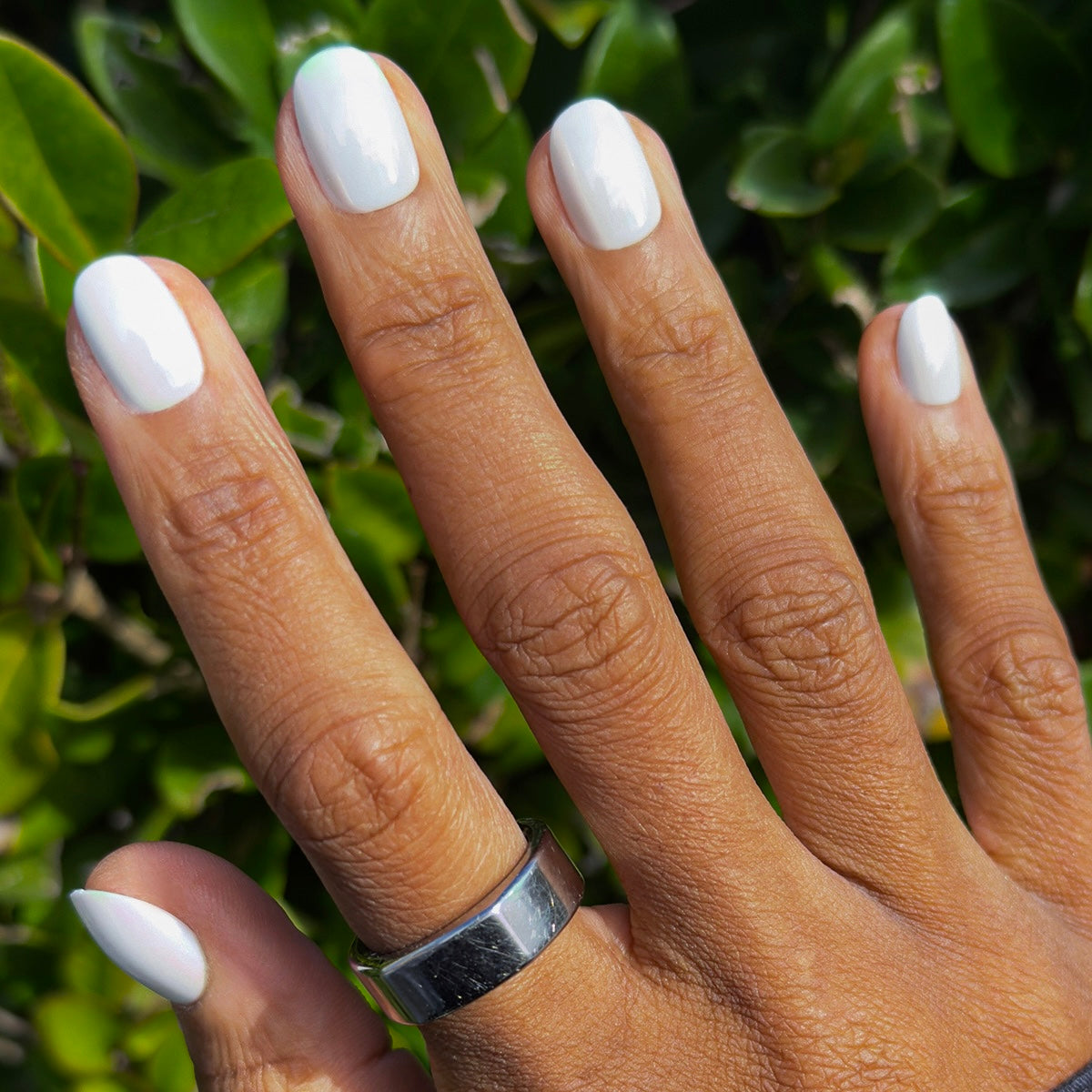 White Jelly Chrome - Press-On | Extra Short | Round、mySite、solidvoid