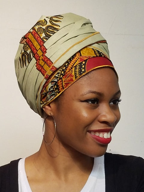 Tan Kitenge Dashiki Print Head Wrap、mySite、solidvoid