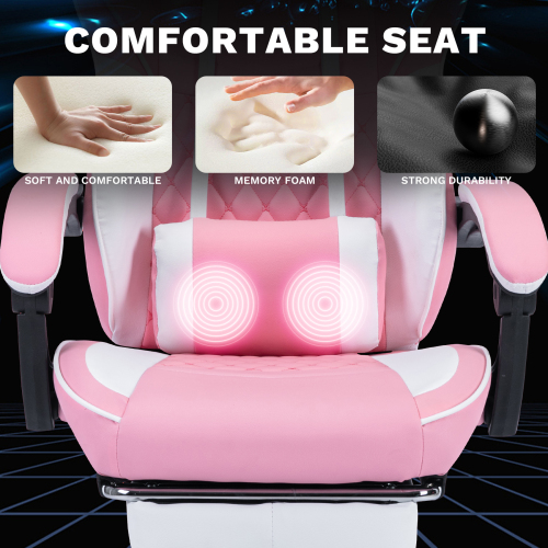 Ergonomic Video Gamer Chairs,Computer Gaming Chairs with Massage Lumbar Support and footrest,Racing Style Computer Chair Adjustable Headrest for Adults,GREEN、、casual