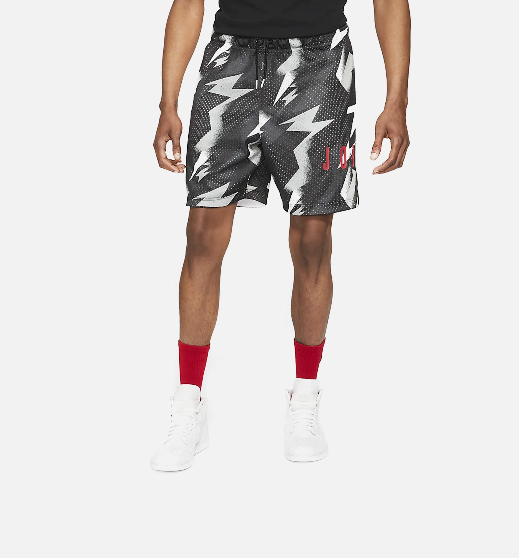 Jumpman Air Printed Mesh Mens Shorts - Black/White/Red、mySite、dreamappss