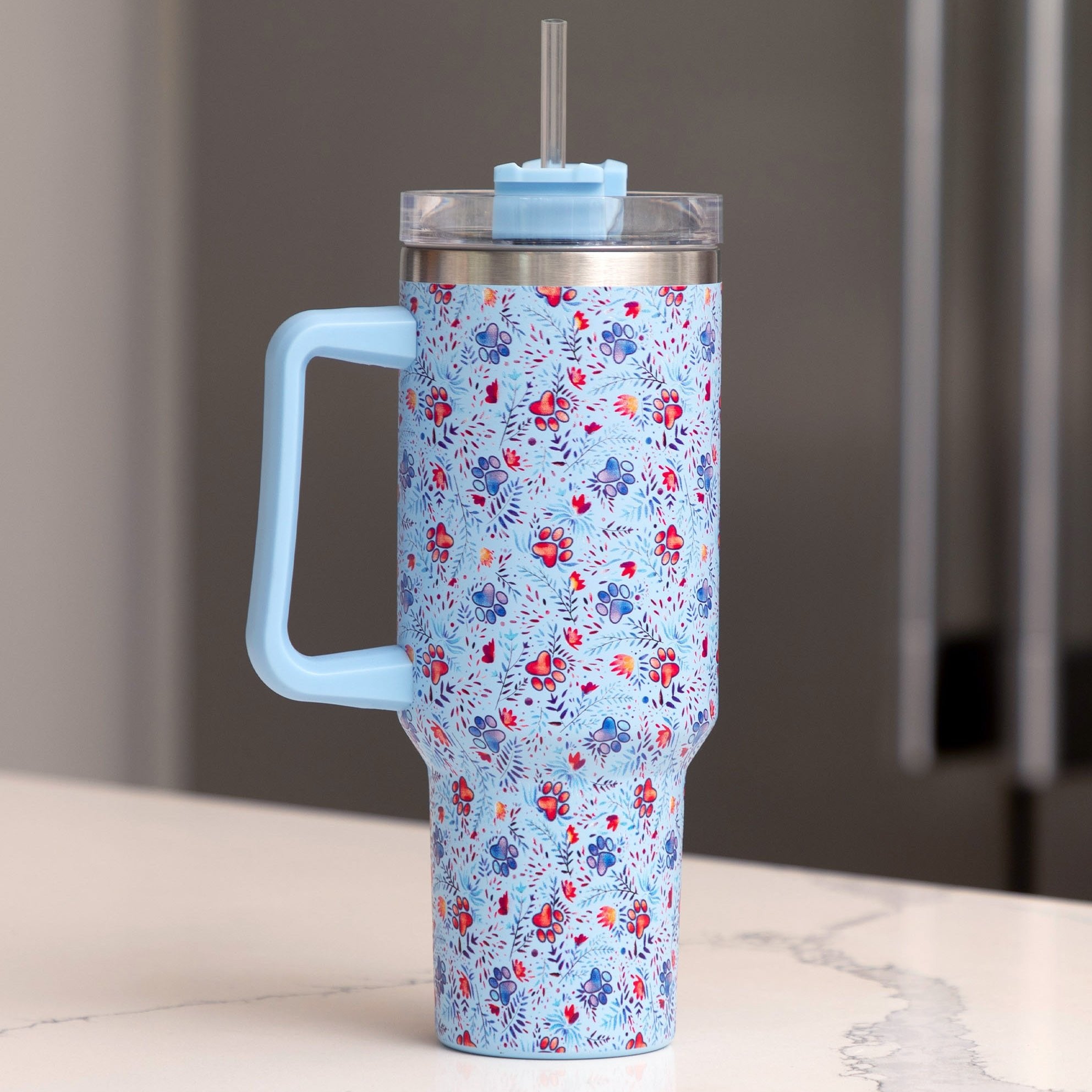 Paw Print Vacuum Sealed Stainless Steel Tumbler - 40 oz、mySite、camillekostekn