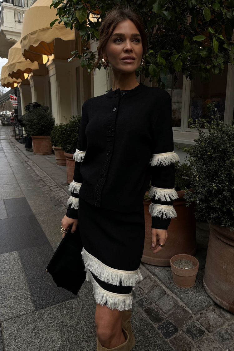 Black and Cream Fringe Holly Cardigan、mySite、solidvoid
