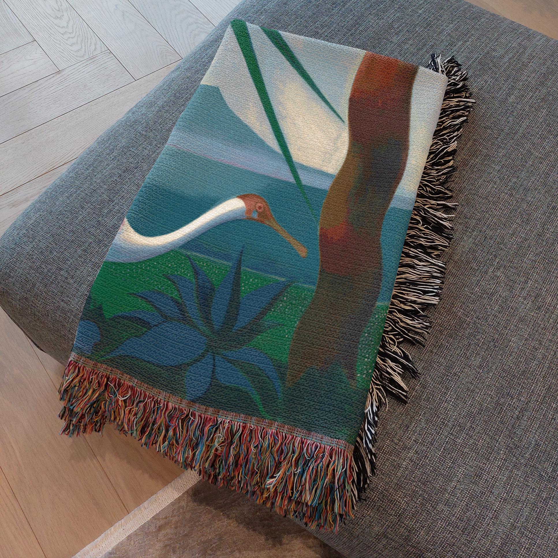 Neapolitan Song Blue Cotton Woven Throw Blanket、mySite、gigharbornorthrealestate