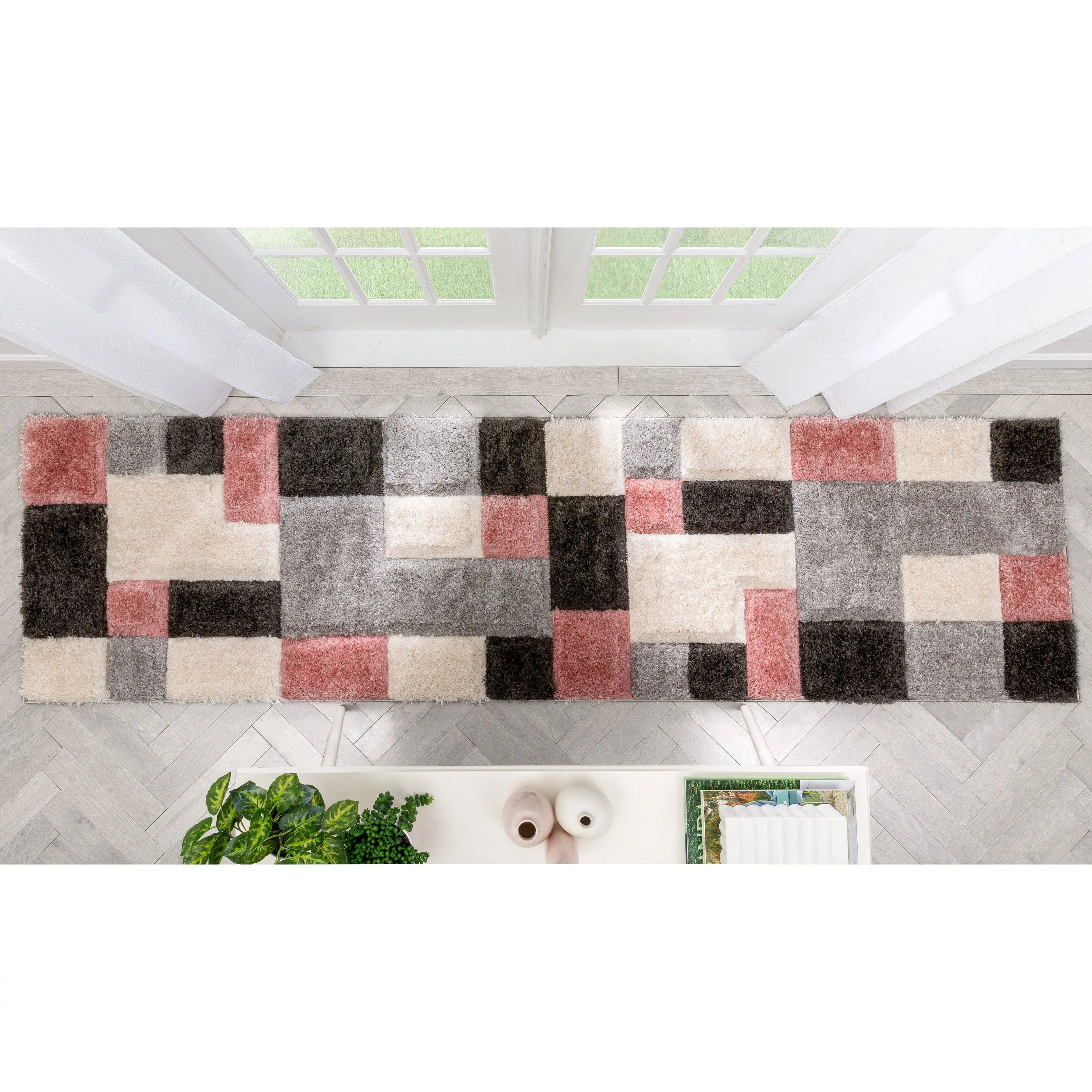 Escondido Blush Modern Geometric 3D Textured Shag Rug、mySite、gigharbornorthrealestate