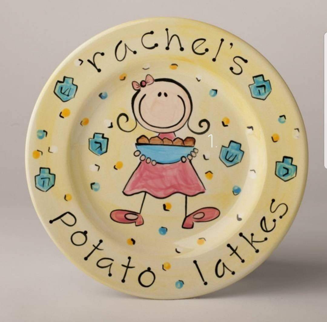 Personalized Potato Latkes Hanukkah Plate: Feminine, Masculine or Gender Neutral、mySite、topwebapps