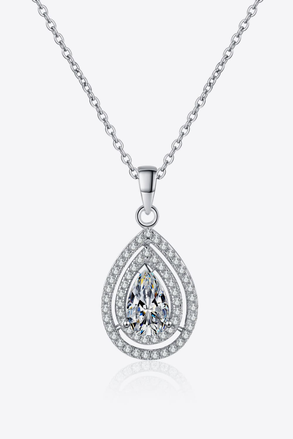 1 Carat Moissanite Teardrop Pendant Necklace Sterling SIlver、mySite、g9winljtr