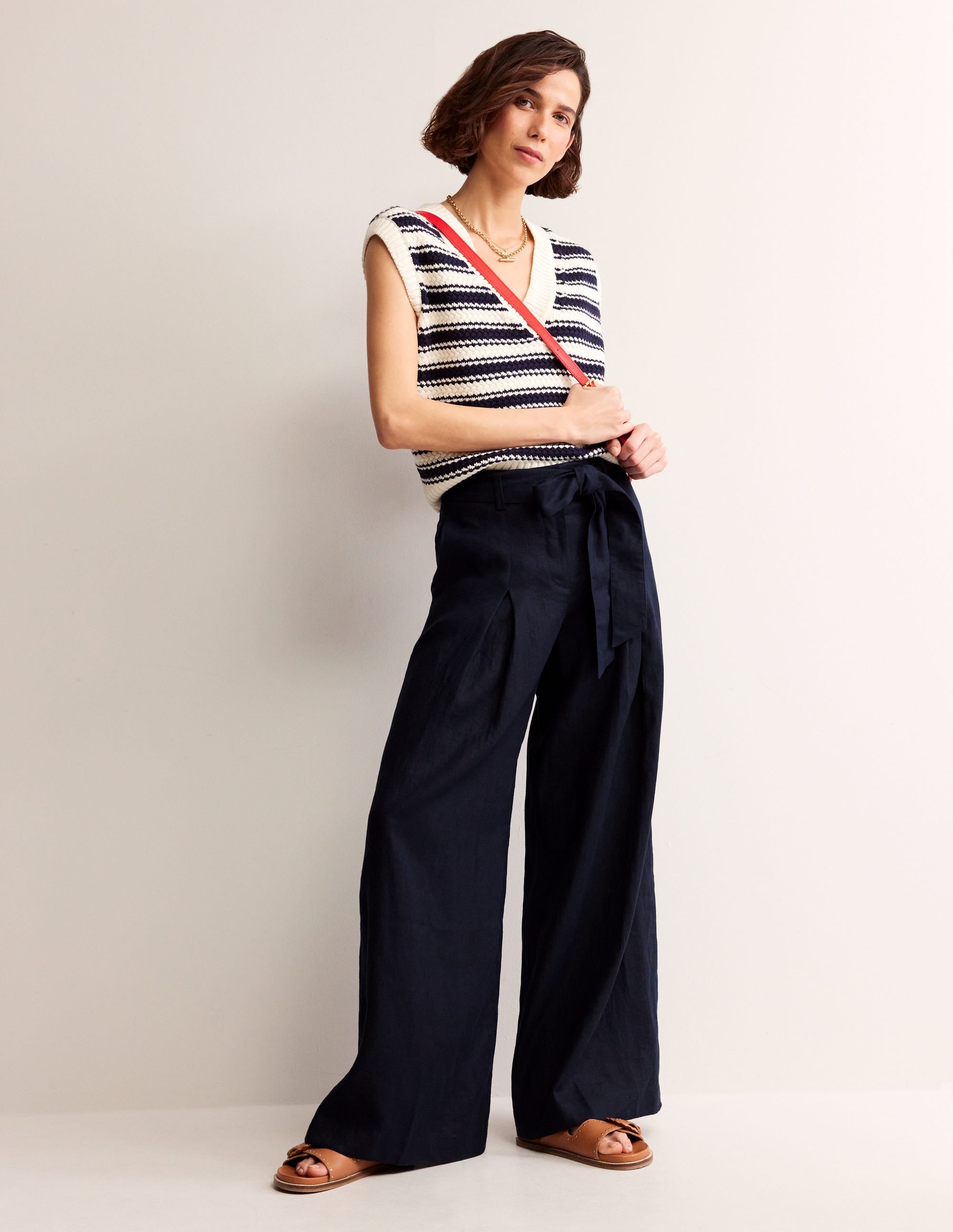  Palazzo Linen Pants-Navy、mySite、ashleygrahame