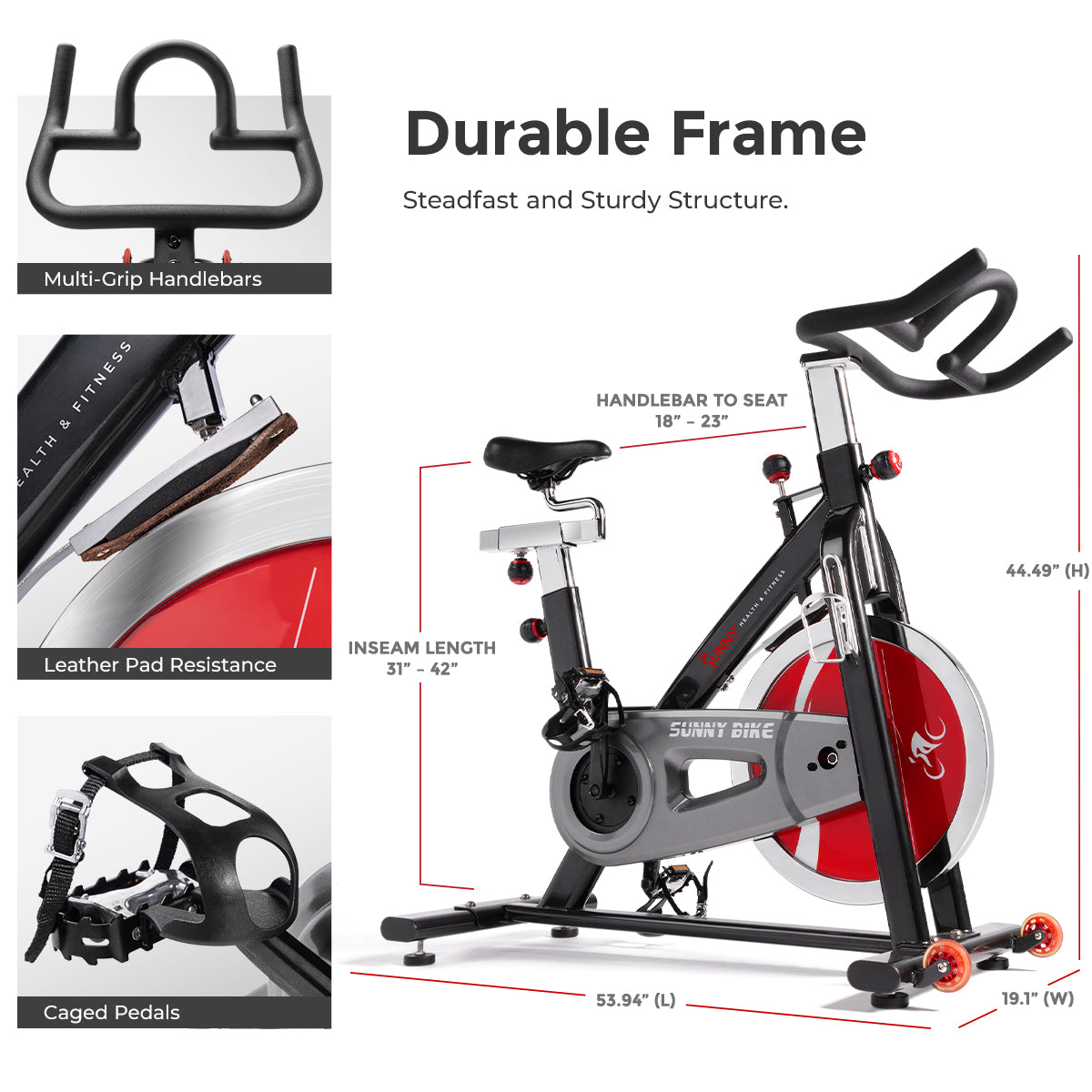  Belt Drive Indoor Cycling Bike with 49 LB Flywheel、mySite、ghnorth