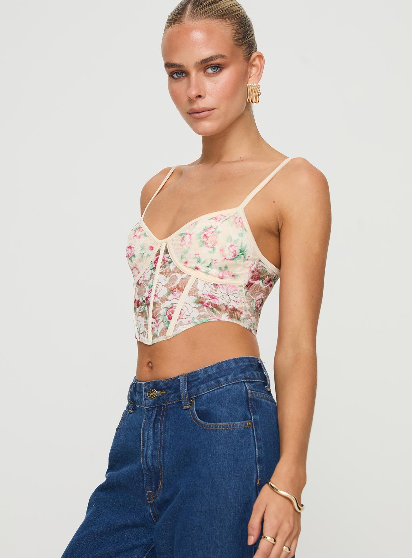 Romania Top Cream / Floral、mySite、solidvoid