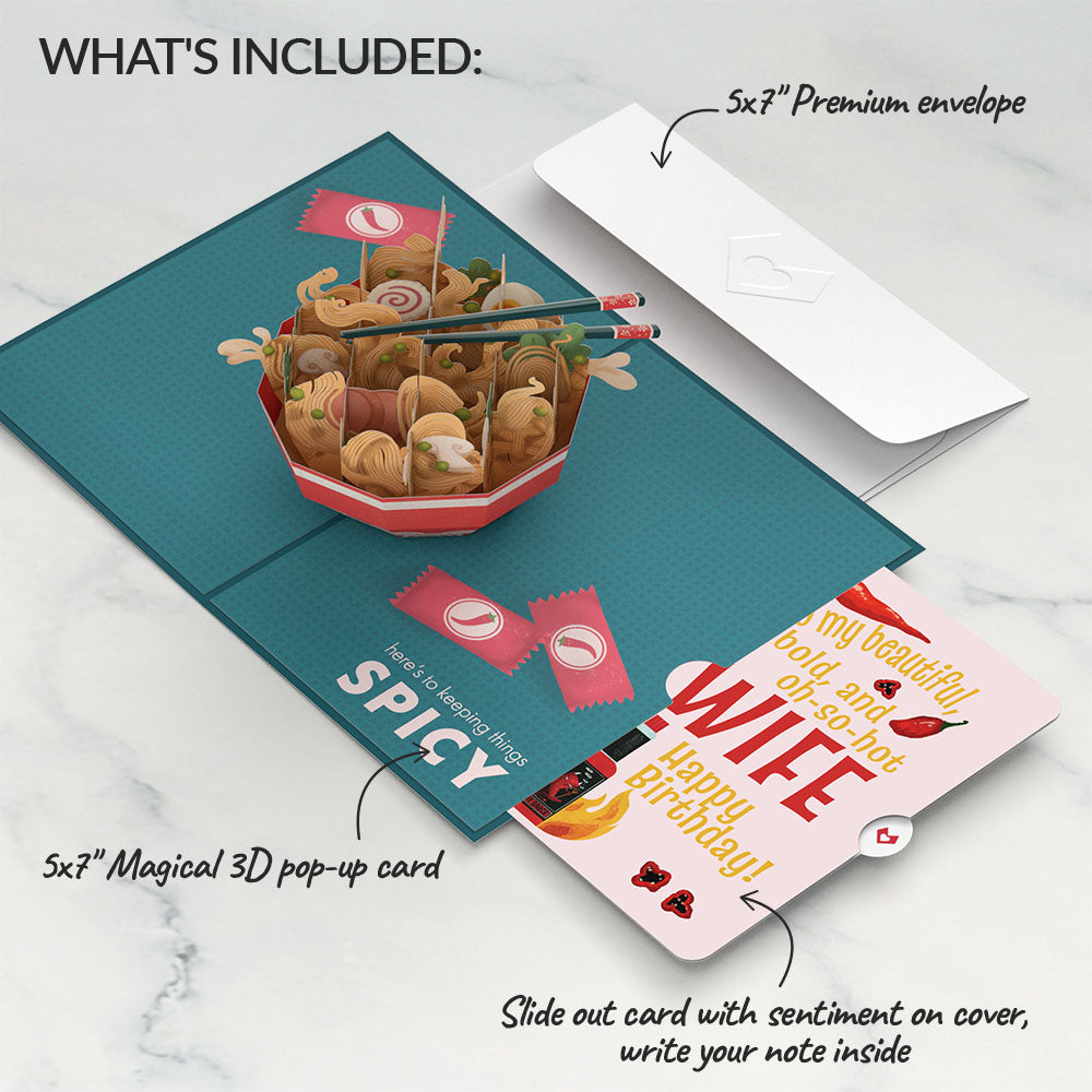 Send Noods Spicy Birthday Pop-Up Card and Sentiment Set for Wife、mySite、solidvoid