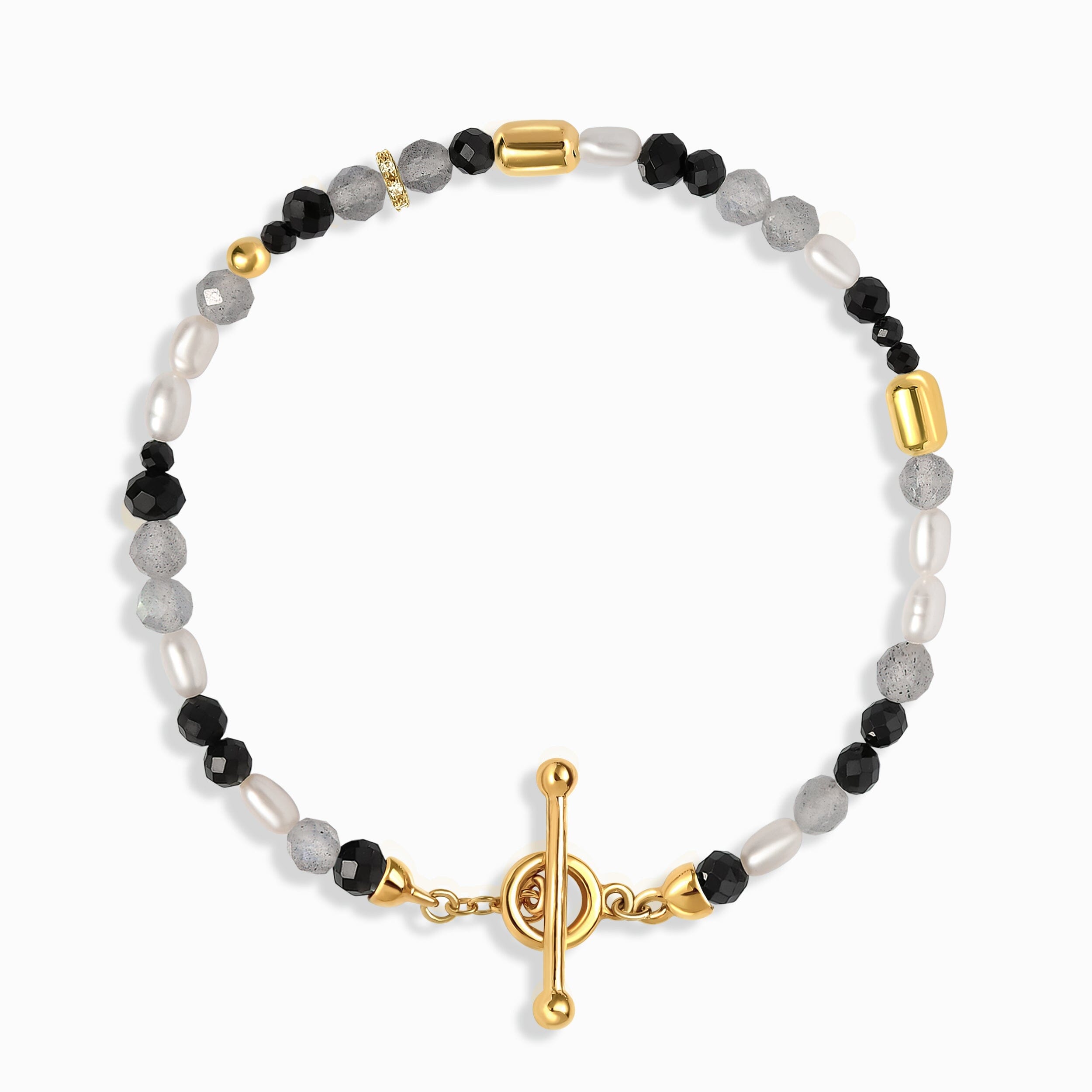 Labradorite Black Obsidian T-Lock Beads Bracelet - Soft Armor、mySite、hinf8tx79