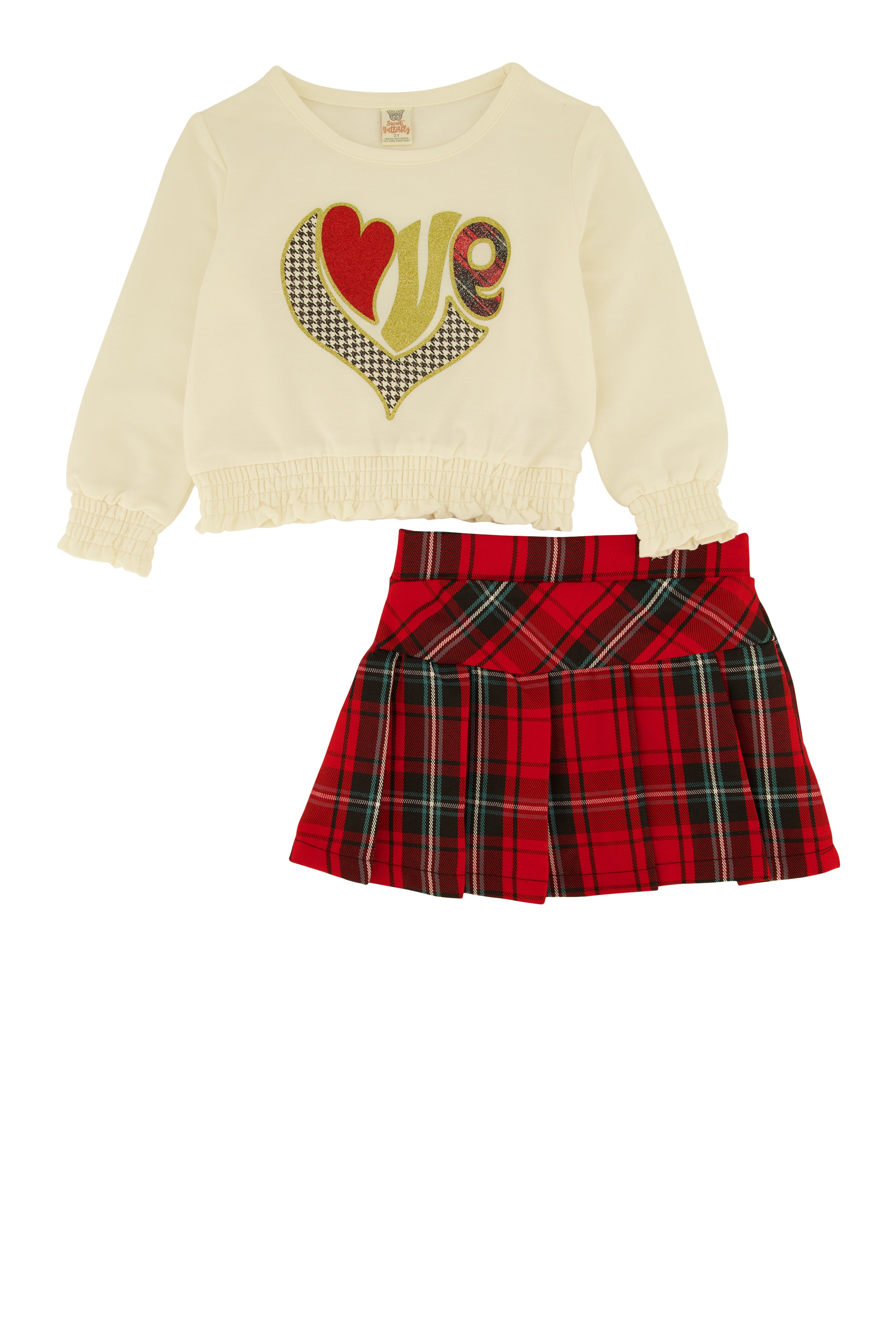 Toddler Girls Love Graphic Top and Pleated Skirt、mySite、camillekostekn