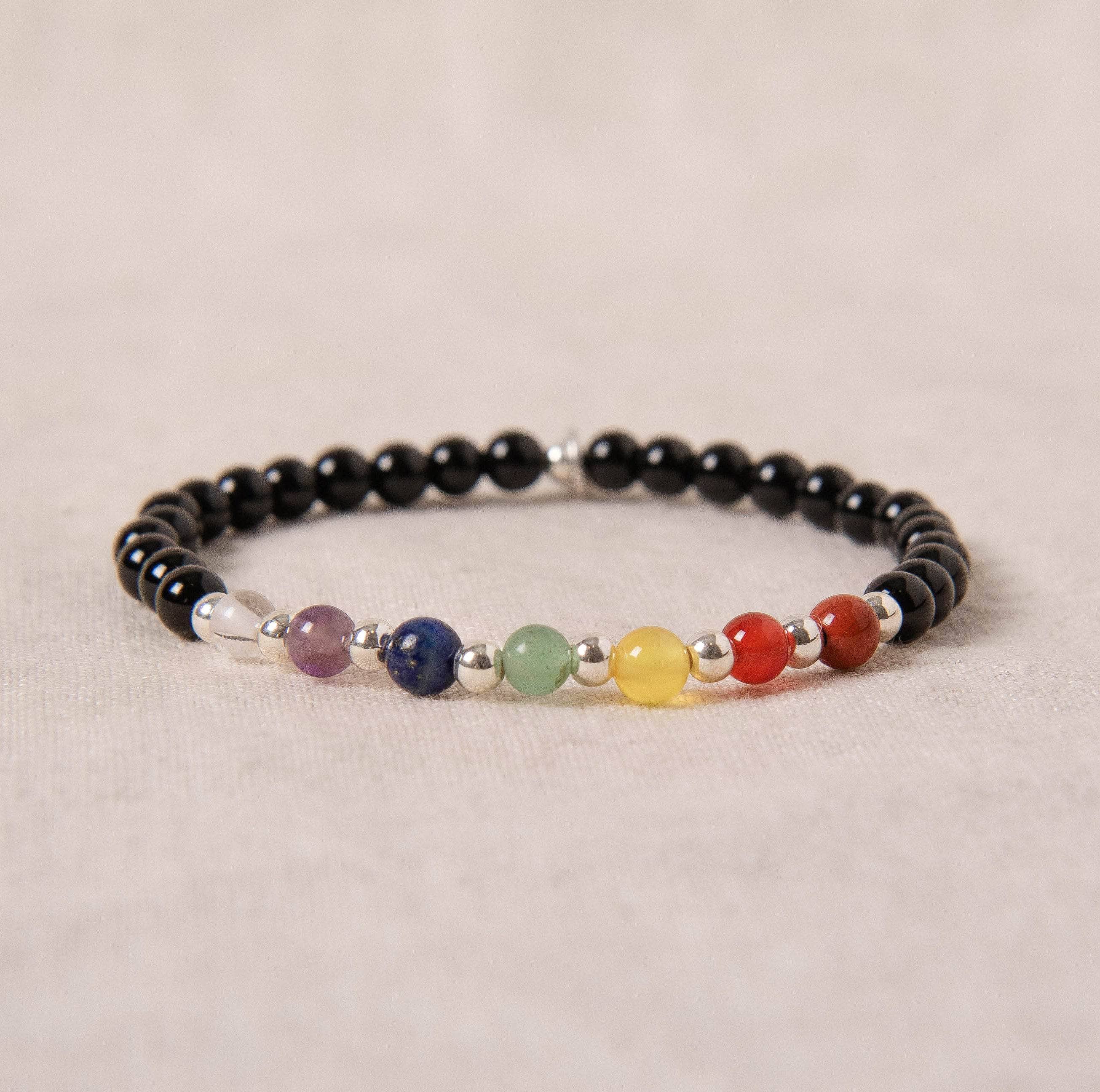 Black Onyx Seven Chakra Energy Bracelet、mySite、hinf8tx79