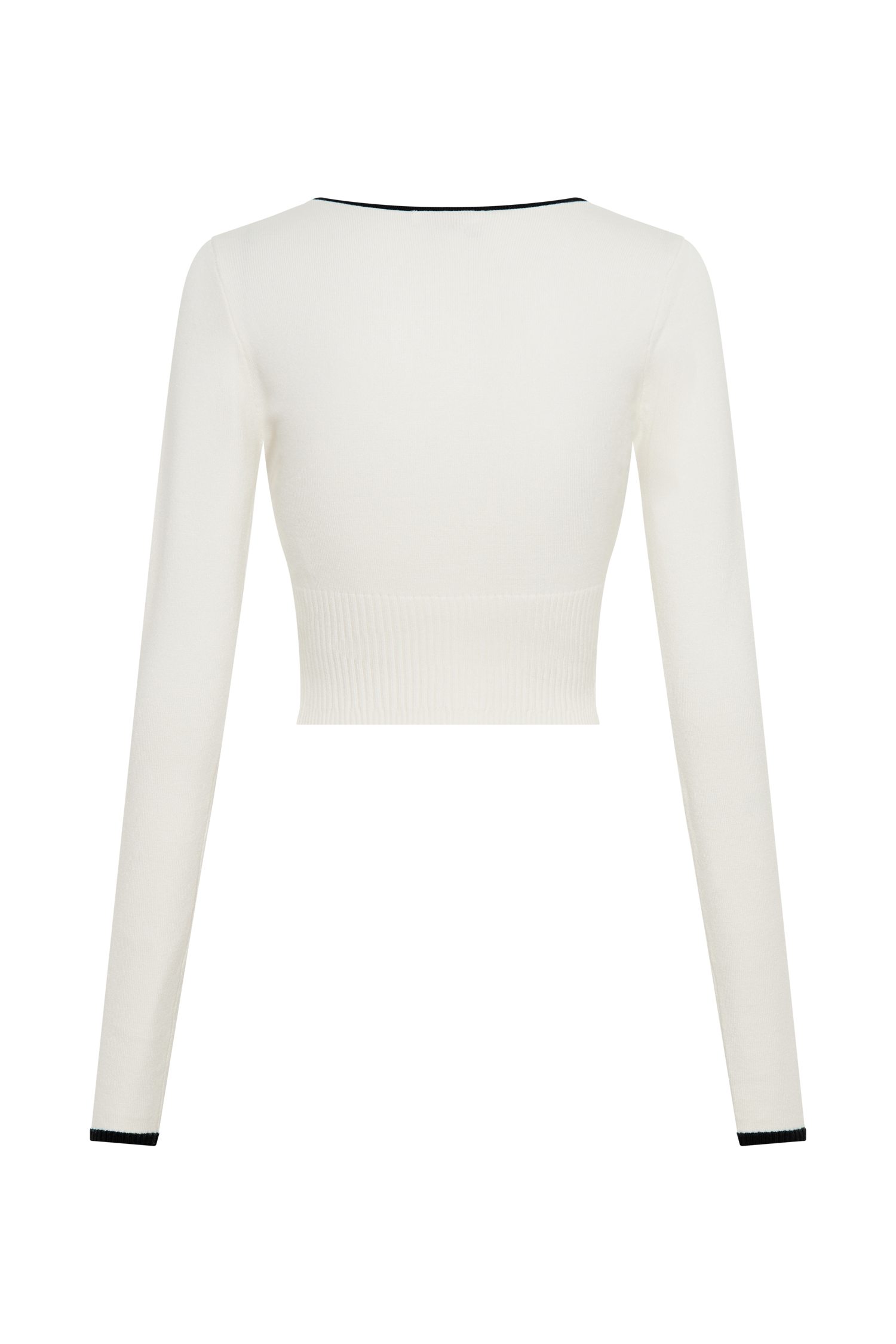 Jolene Contrast Button Up Knit Cardigan - White、mySite、solidvoid