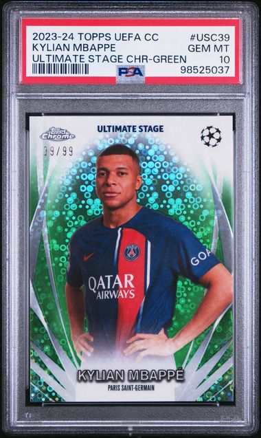 Kyllian Mbappe #USC39 Green /99 PSA 10 2023-24 Topps Chrome Uefa Club Competitions、mySite、waistdrama