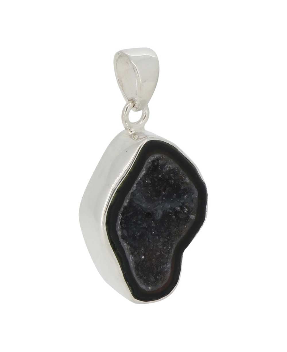 Sterling Silver Agate Druzy Pendant - Unique Fluid Oval Shape、mySite、topwebapps