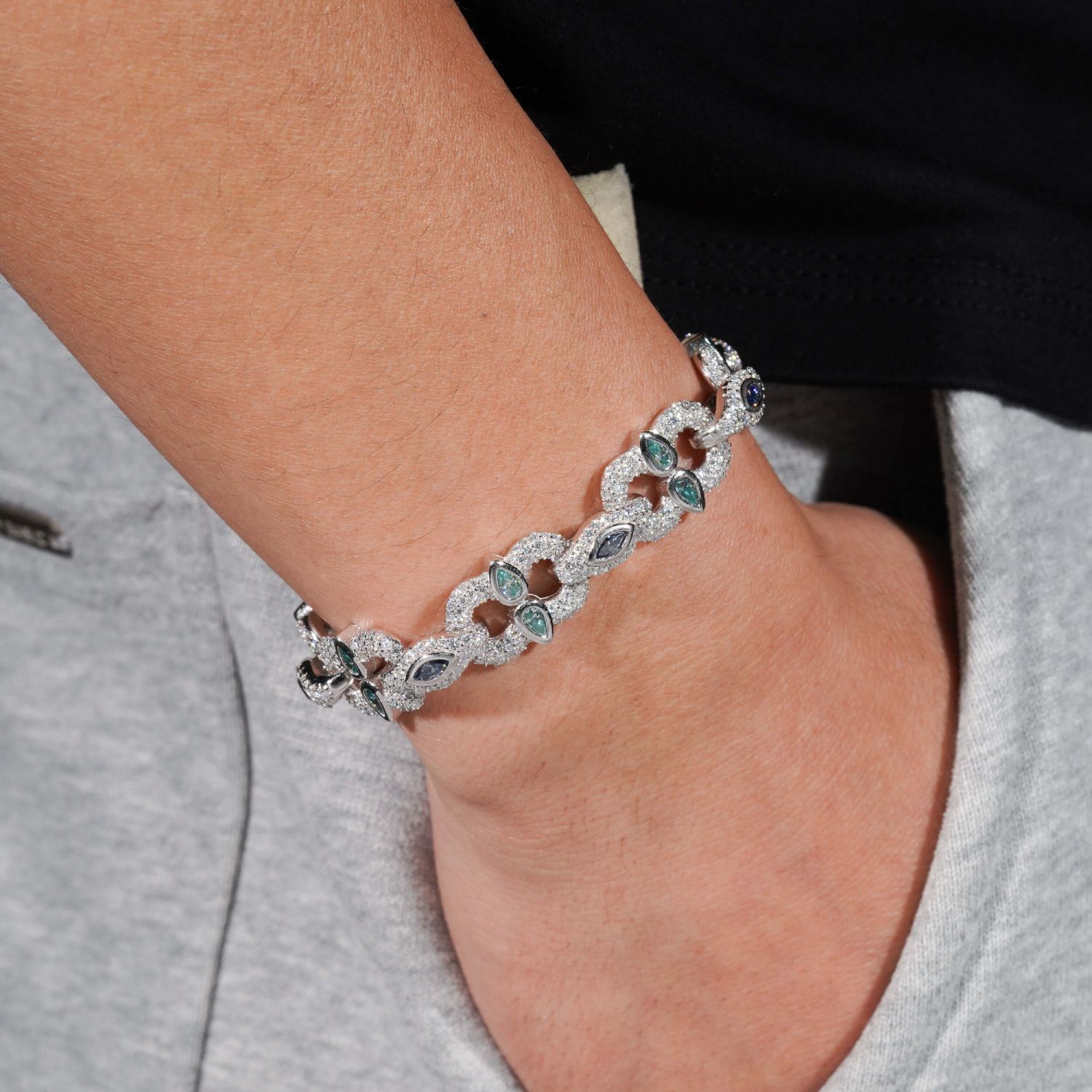 13MM Marquise & Pear Cut Moissanite Cuban Link Bracelet 14K Gold、mySite、hinf8tx79