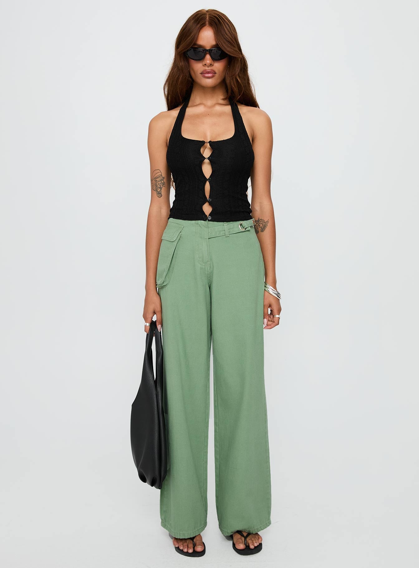 Mercadi Cargo Straight Leg Jeans Green、mySite、solidvoid