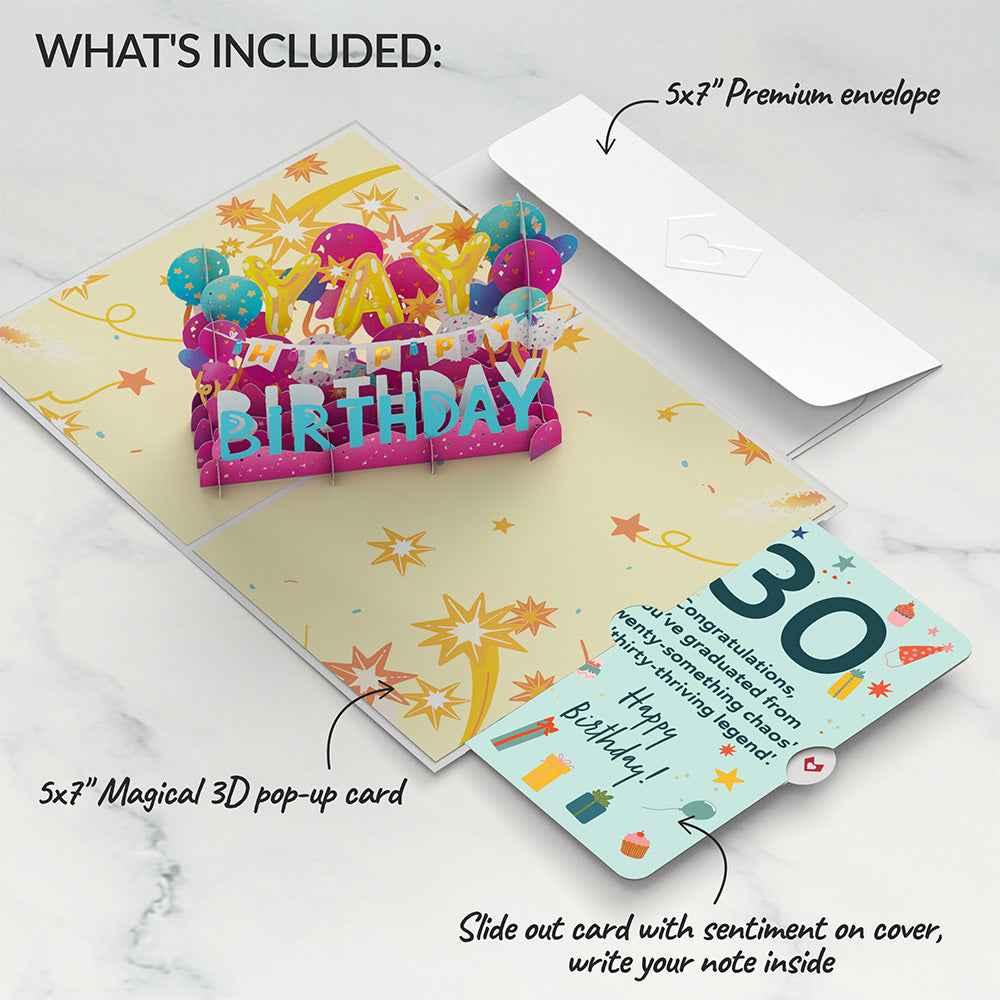 30th Birthday Celebration Pop-Up Card and Sentiment Set、mySite、solidvoid